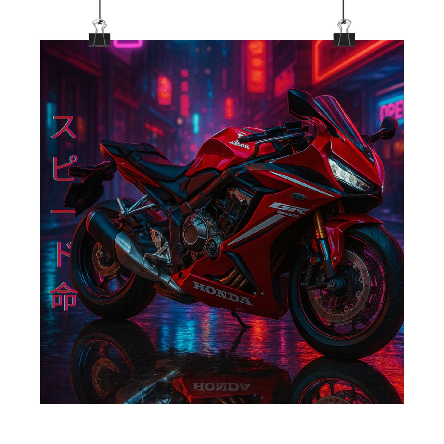 Affiche verticale mate néon moto 650r - Speed & Velocity Art