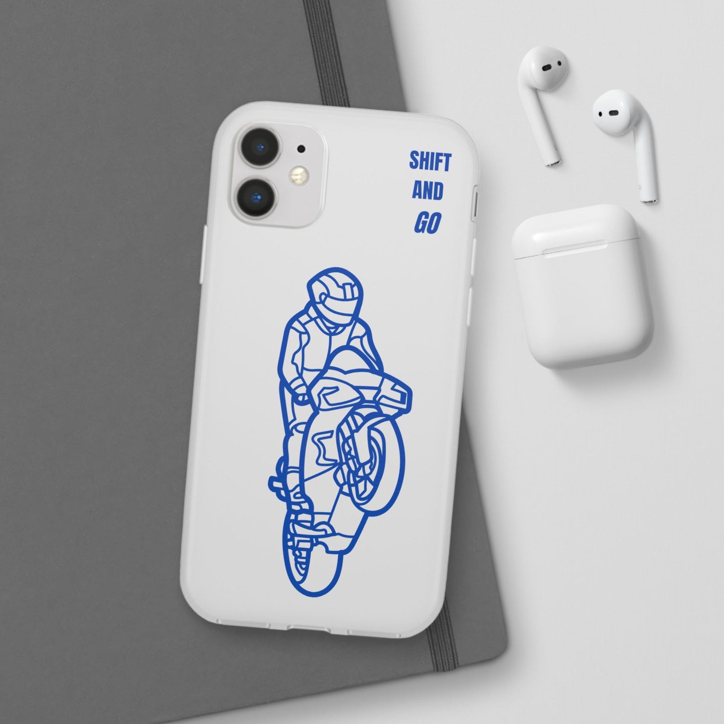 Motorcycle Flexi Cases - Shift and Go Design, Biker Gift, Phone Accessory, Sporty Case, Riding Enthusiast
