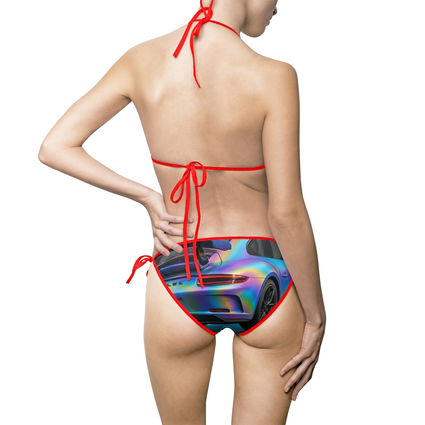 Colorful Porsche Inspired Holo Design Women's Bikini Swimsuit - Perfect for Summer & Beach Days