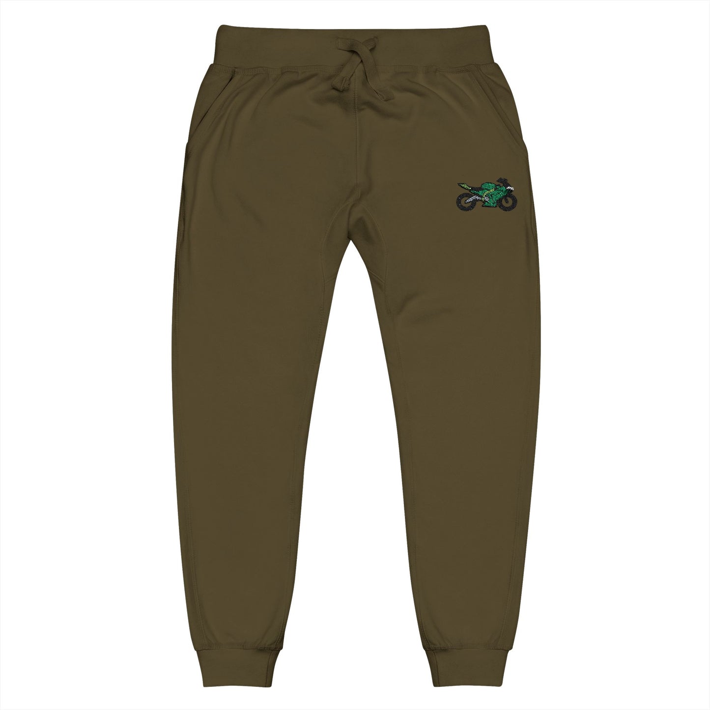 Kawasaki inspired Motorcycle Embroidered Unisex Fleece Sweatpants - Cozy & Stylish Activewear