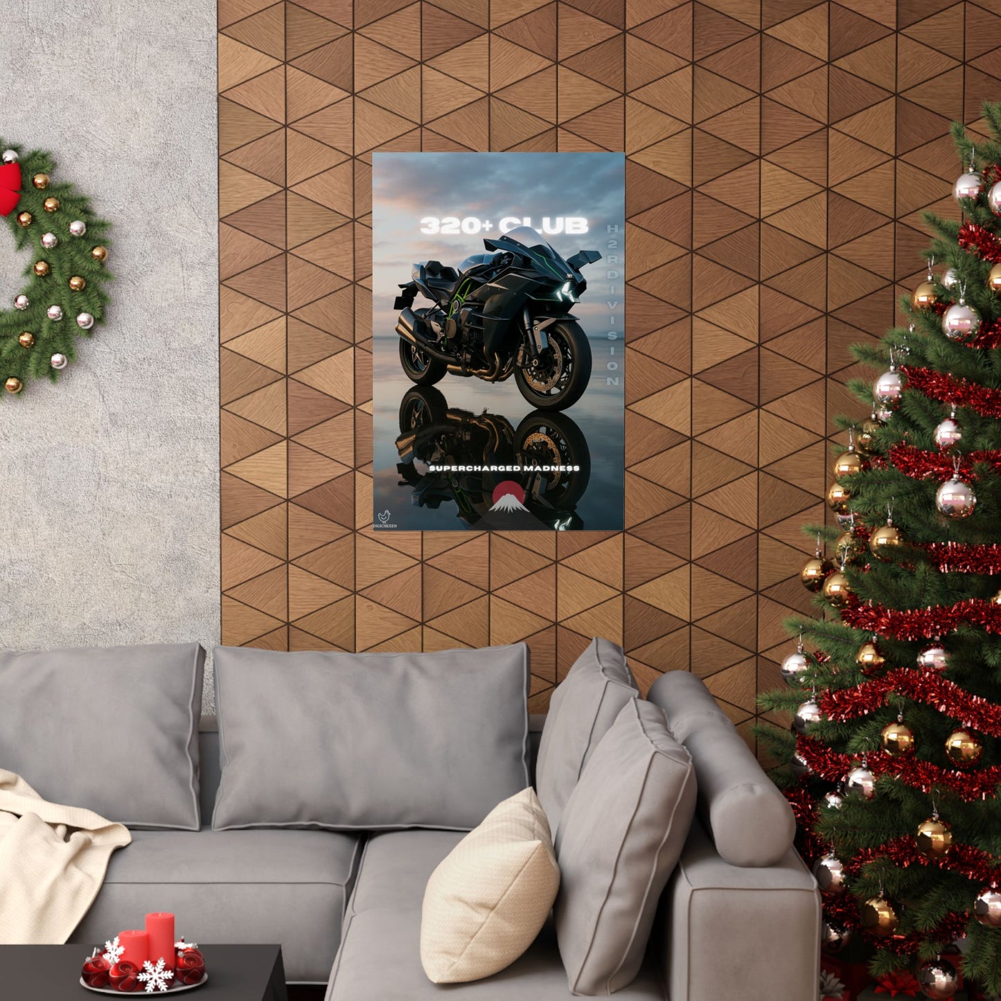 Affiche murale verticale mate H2R WallArt pour moto – 320+ Club Supercharged Madness