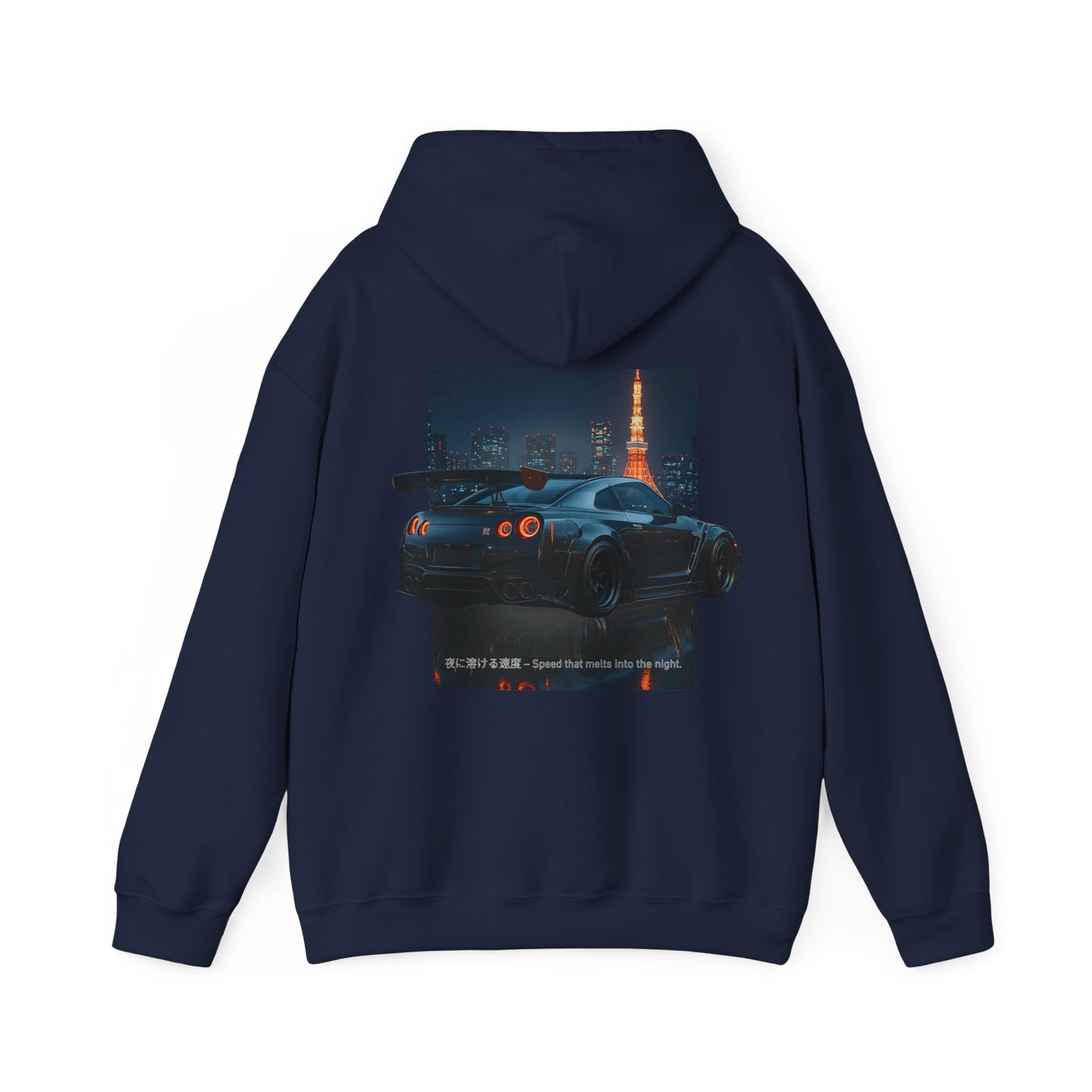 Night Race Vibes with Checkered Design - Unisex Heavy Blend™ Hooded Sweatshirt -