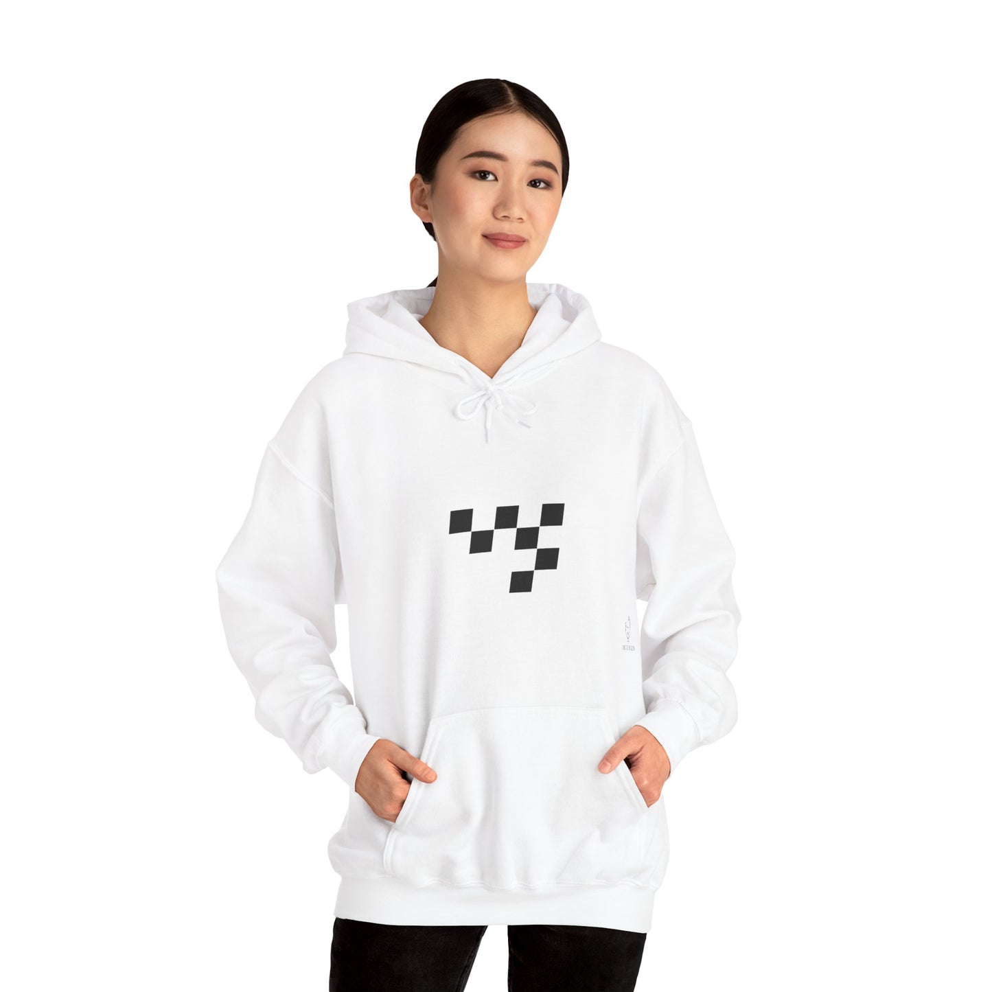 Night Race Vibes with Checkered Design - Unisex Heavy Blend™ Hooded Sweatshirt -