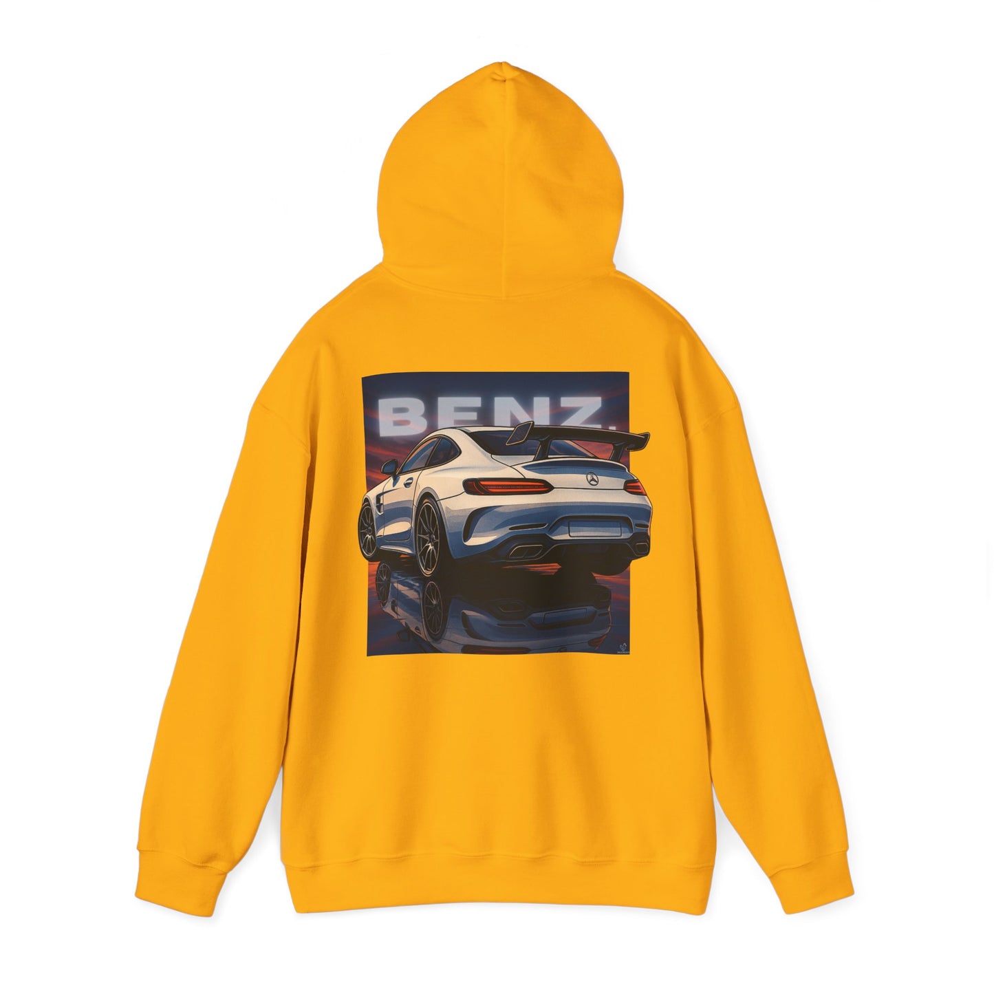 BenZ inspired Racing Hoodie with backprint- White racing car with rear spoiler