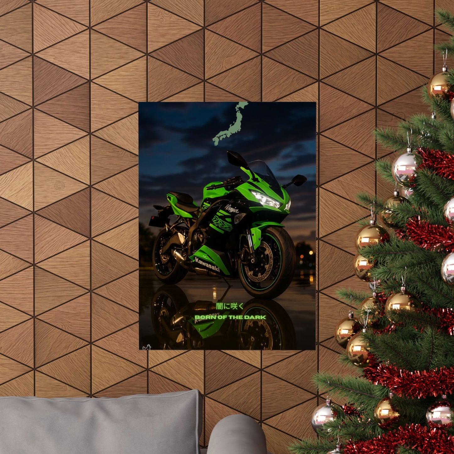 Affiche verticale mate Kawasaki Zx6r - Born of the Dark - Décoration murale idéale pour les passionnés d'automobile
