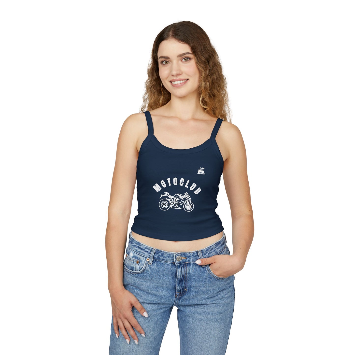 Motorcycle Enthusiast Women's Spaghetti Strap Tank Top, Moto Club Apparel, Perfect Gift for Riders, Biker Summer Style, Casual Streetwear