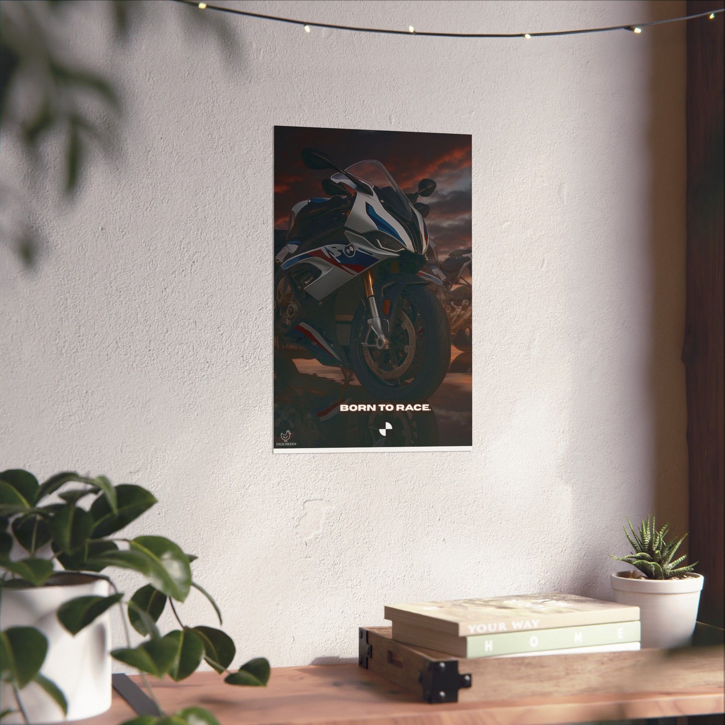 Affiche verticale mate pour moto S1000RR – « Born to Race » – Idéale pour les motards et les passionnés de course