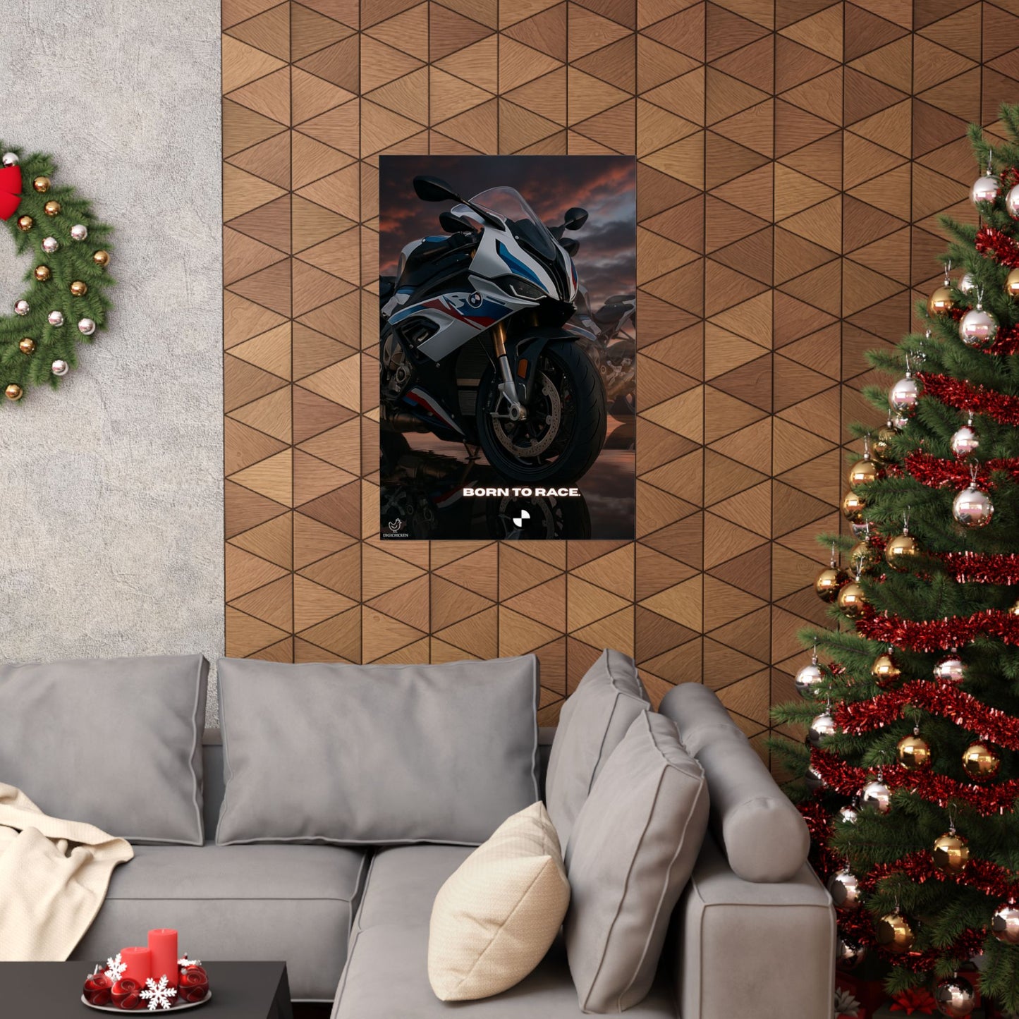 Affiche verticale mate pour moto S1000RR – « Born to Race » – Idéale pour les motards et les passionnés de course