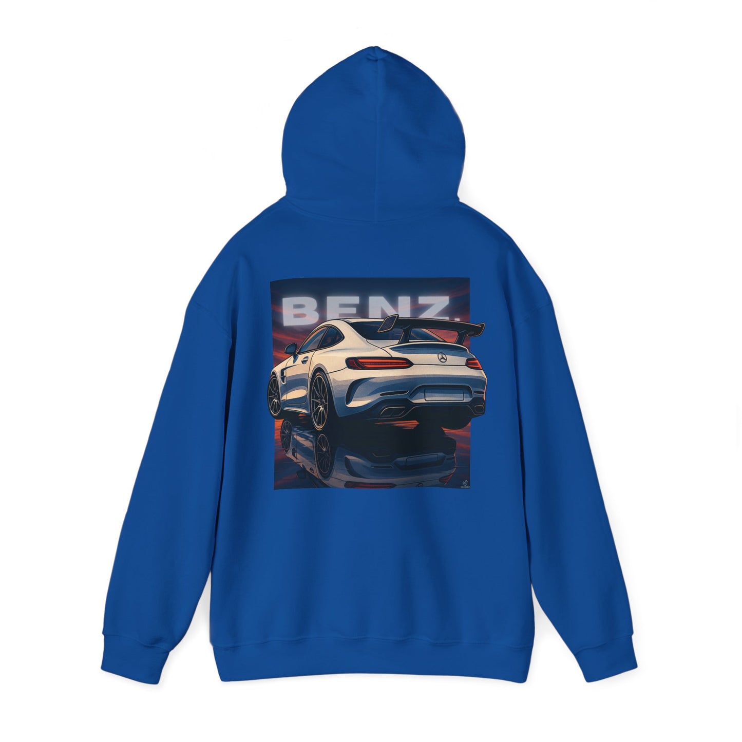 BenZ inspired Racing Hoodie with backprint- White racing car with rear spoiler