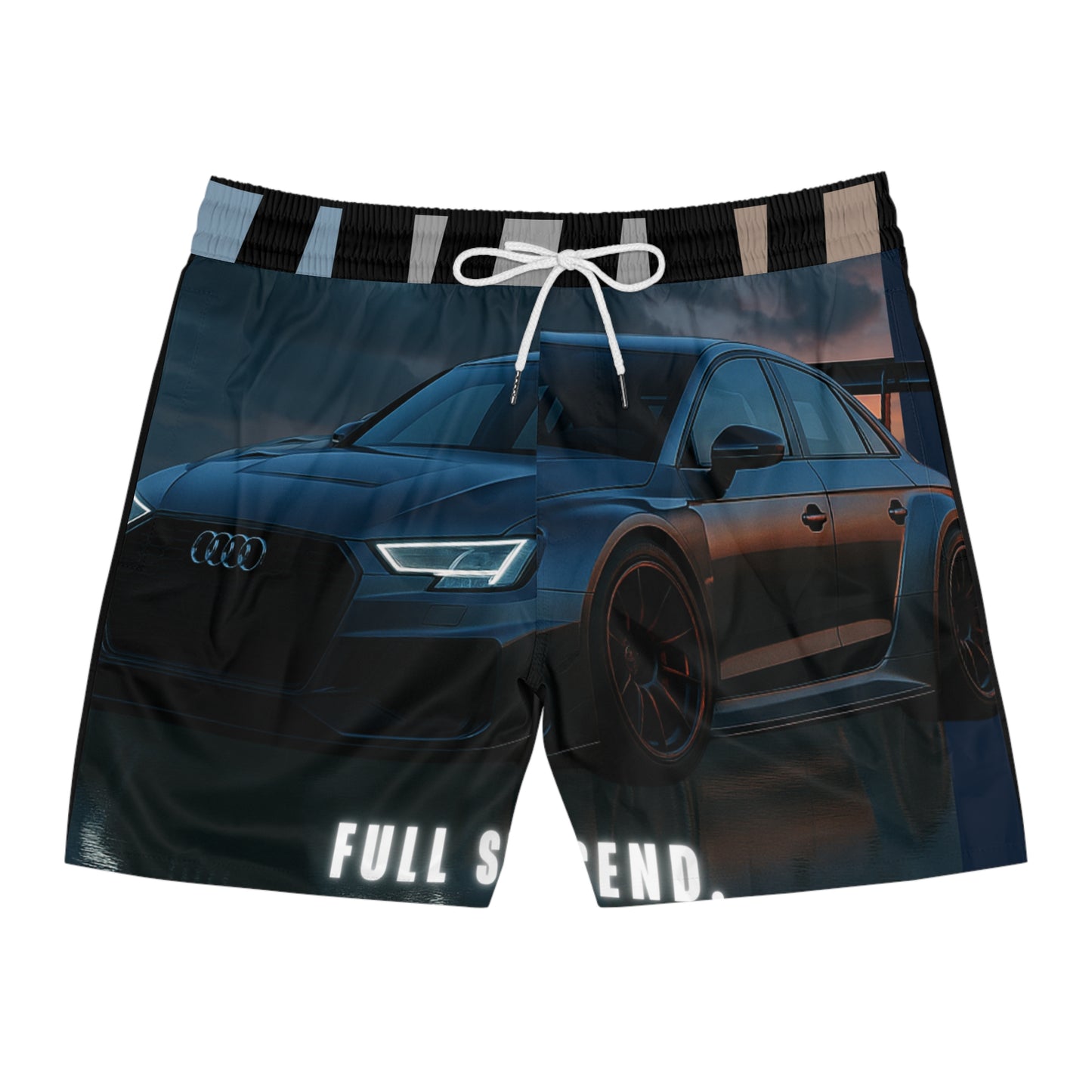 Sporty Audi Men's Mid-Length Swim Shorts - Perfect for Beach Days & Racing Enthusiasts