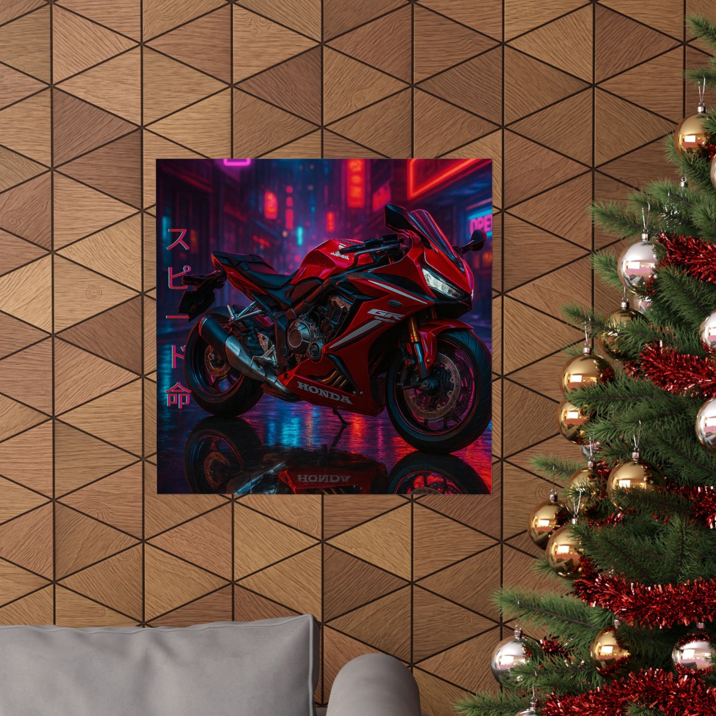 Affiche verticale mate néon moto 650r - Speed & Velocity Art