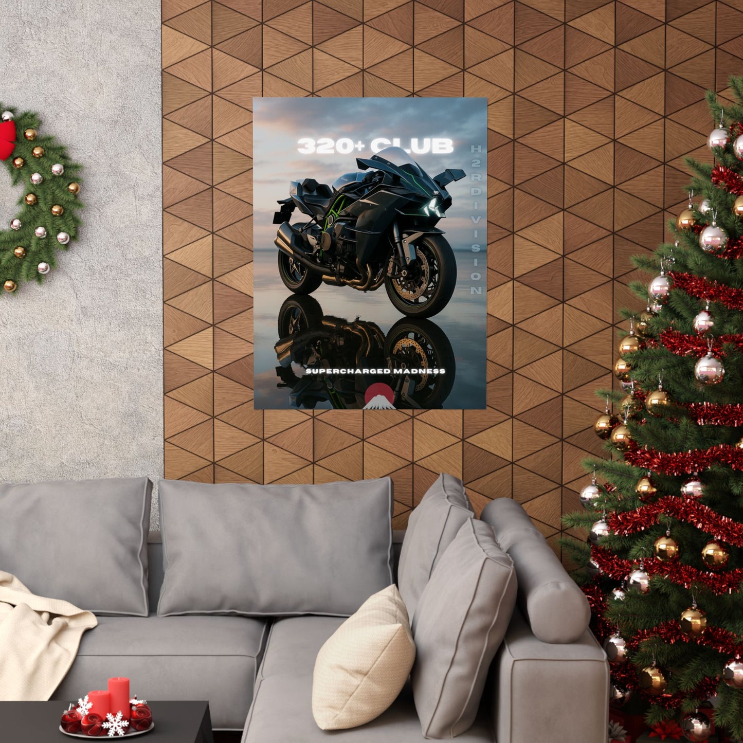 Affiche murale verticale mate H2R WallArt pour moto – 320+ Club Supercharged Madness