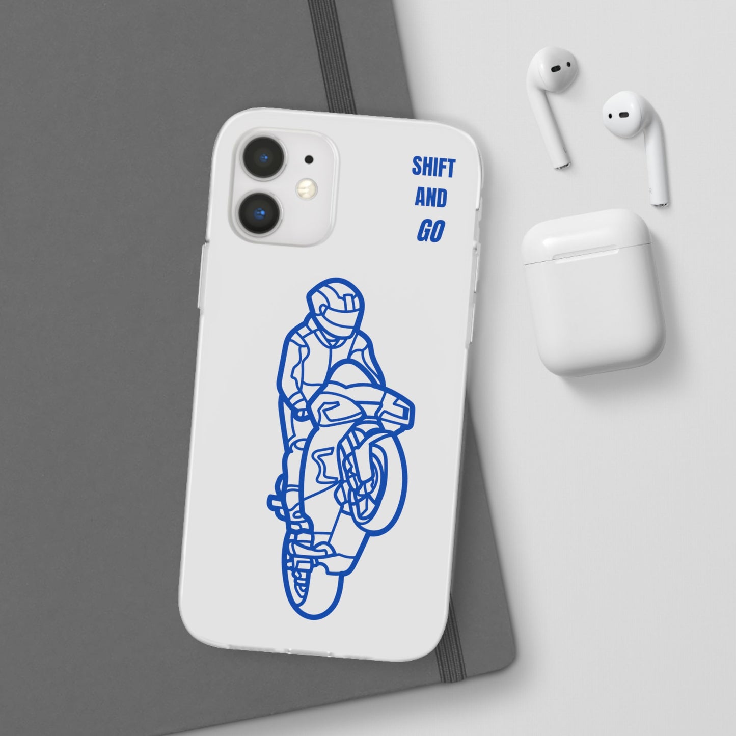 Motorcycle Flexi Cases - Shift and Go Design, Biker Gift, Phone Accessory, Sporty Case, Riding Enthusiast