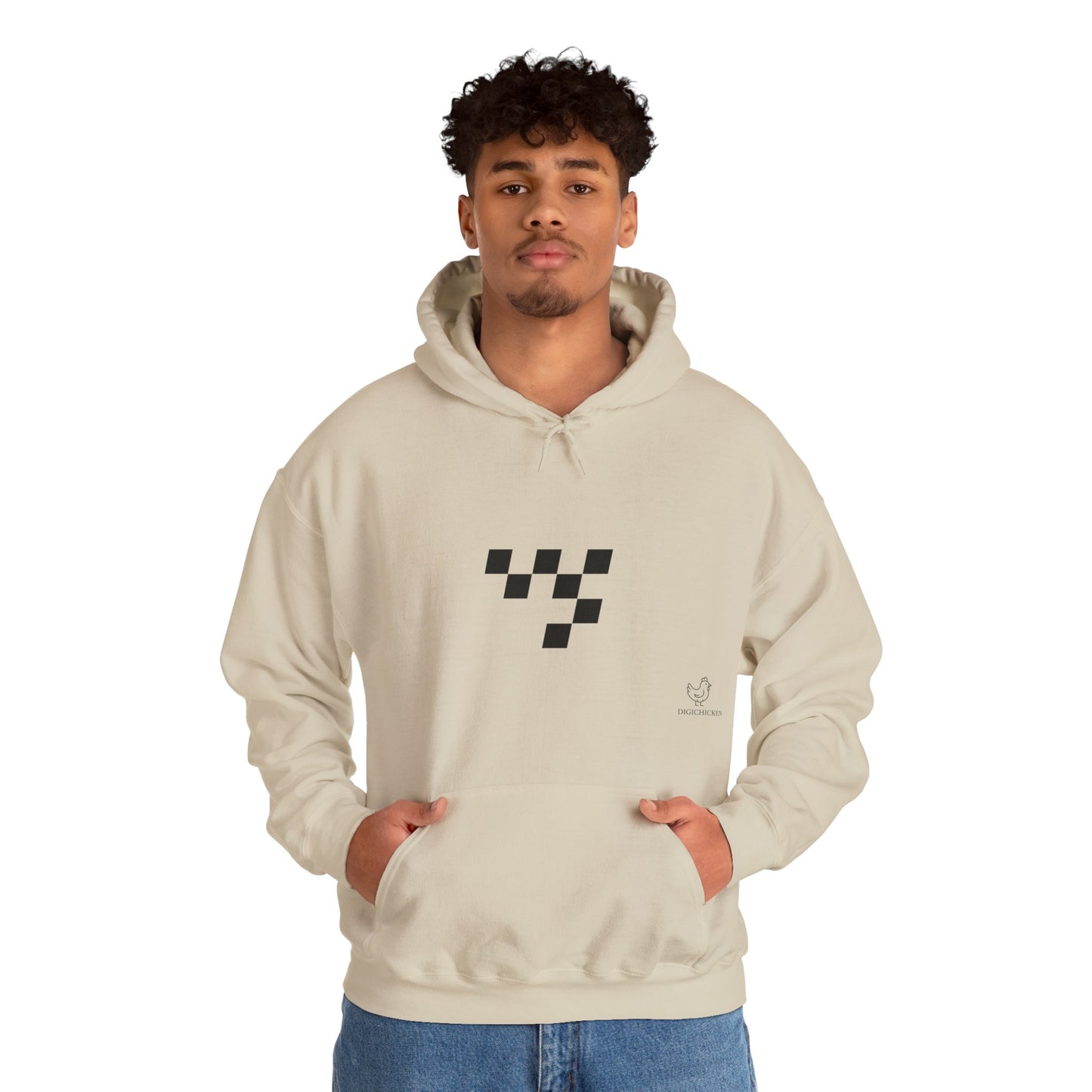 Night Race Vibes with Checkered Design - Unisex Heavy Blend™ Hooded Sweatshirt -
