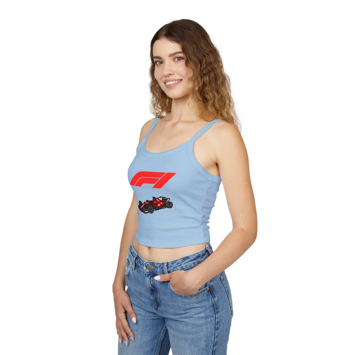 F1 Racing Women's Spaghetti Strap Tank Top, Sports Apparel, Motorsport Fans, Summer Wear, Gift for Car Lovers, Casual Style