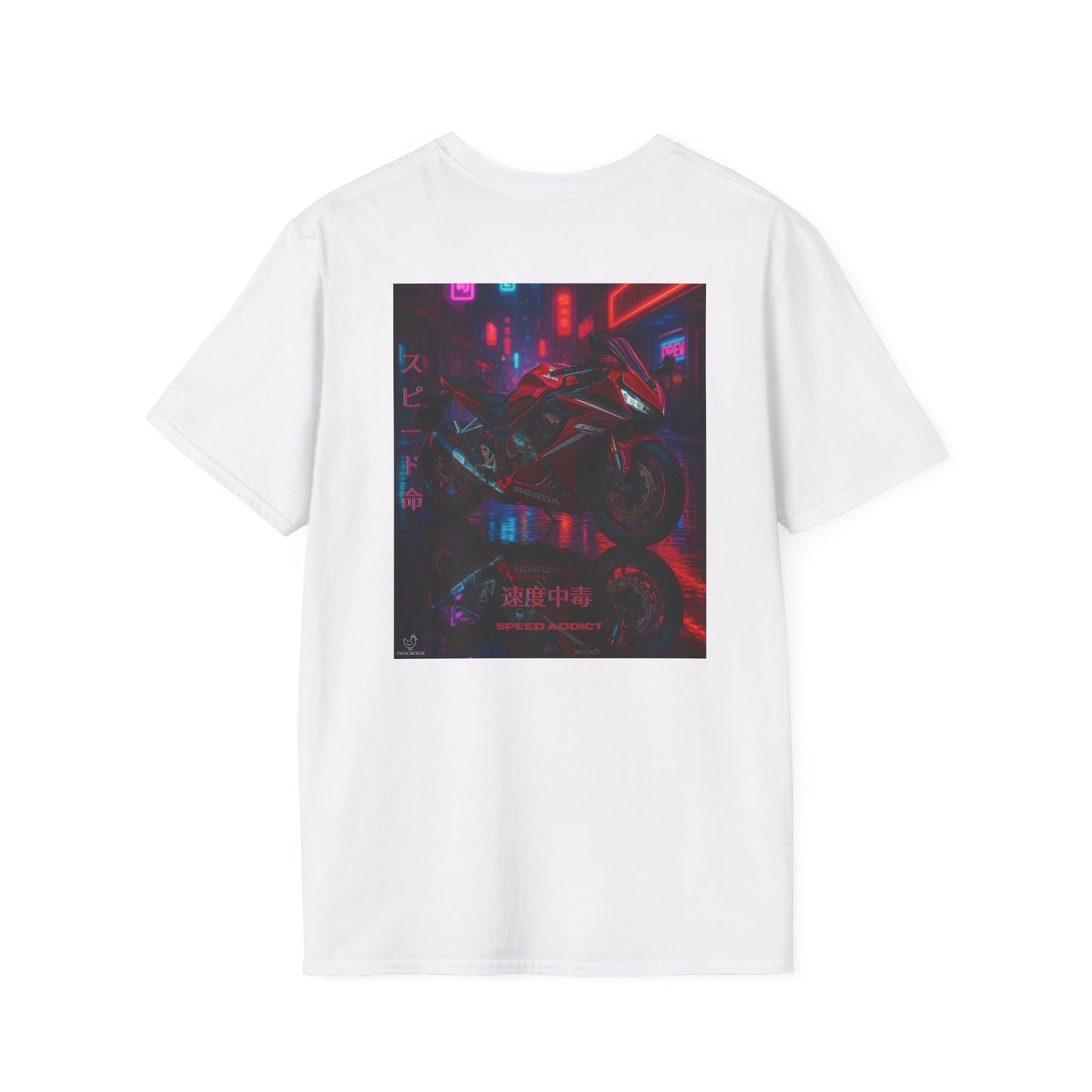 Neon Motorcycle Unisex Softstyle T-Shirt - Streetwear Vibes, Perfect Gift for Bike Enthusiasts