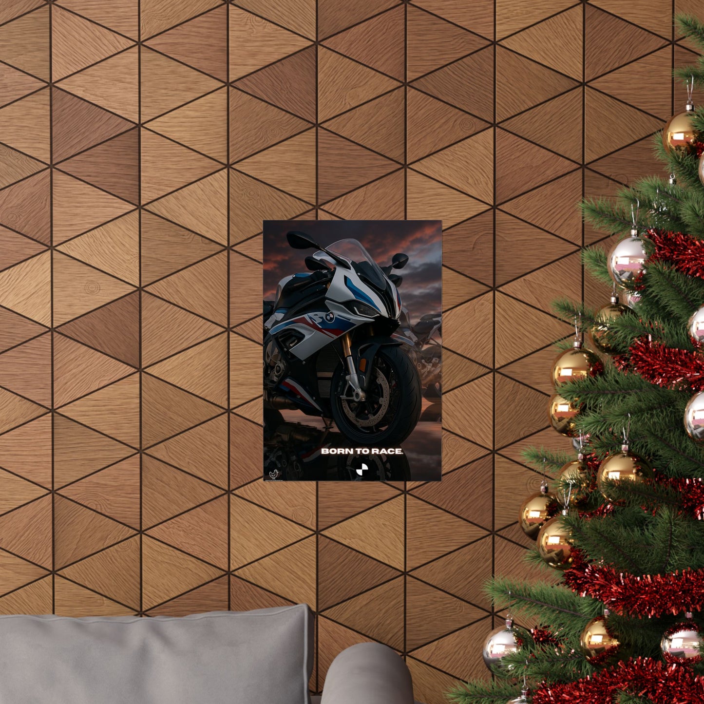 Affiche verticale mate pour moto S1000RR – « Born to Race » – Idéale pour les motards et les passionnés de course
