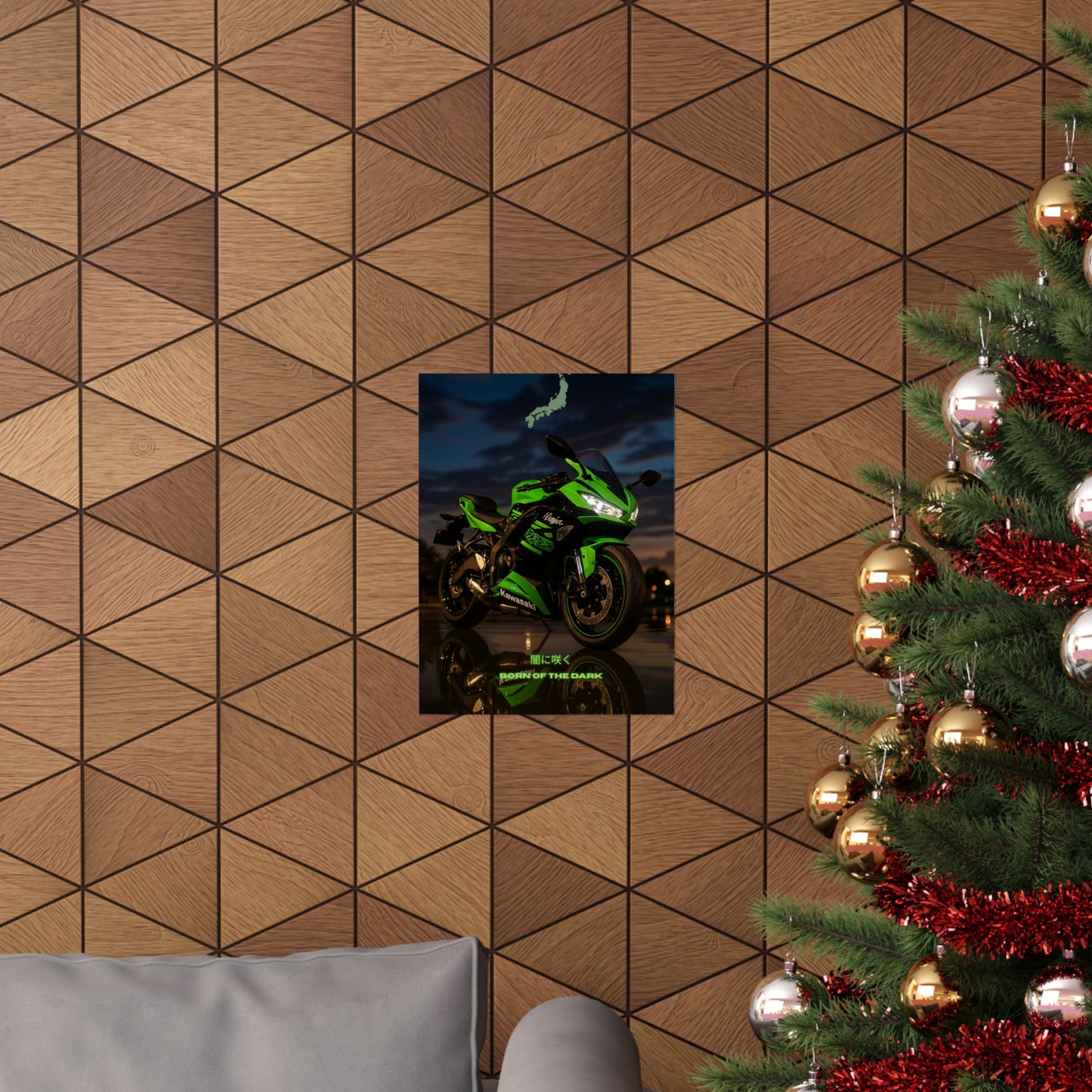 Affiche verticale mate Kawasaki Zx6r - Born of the Dark - Décoration murale idéale pour les passionnés d'automobile