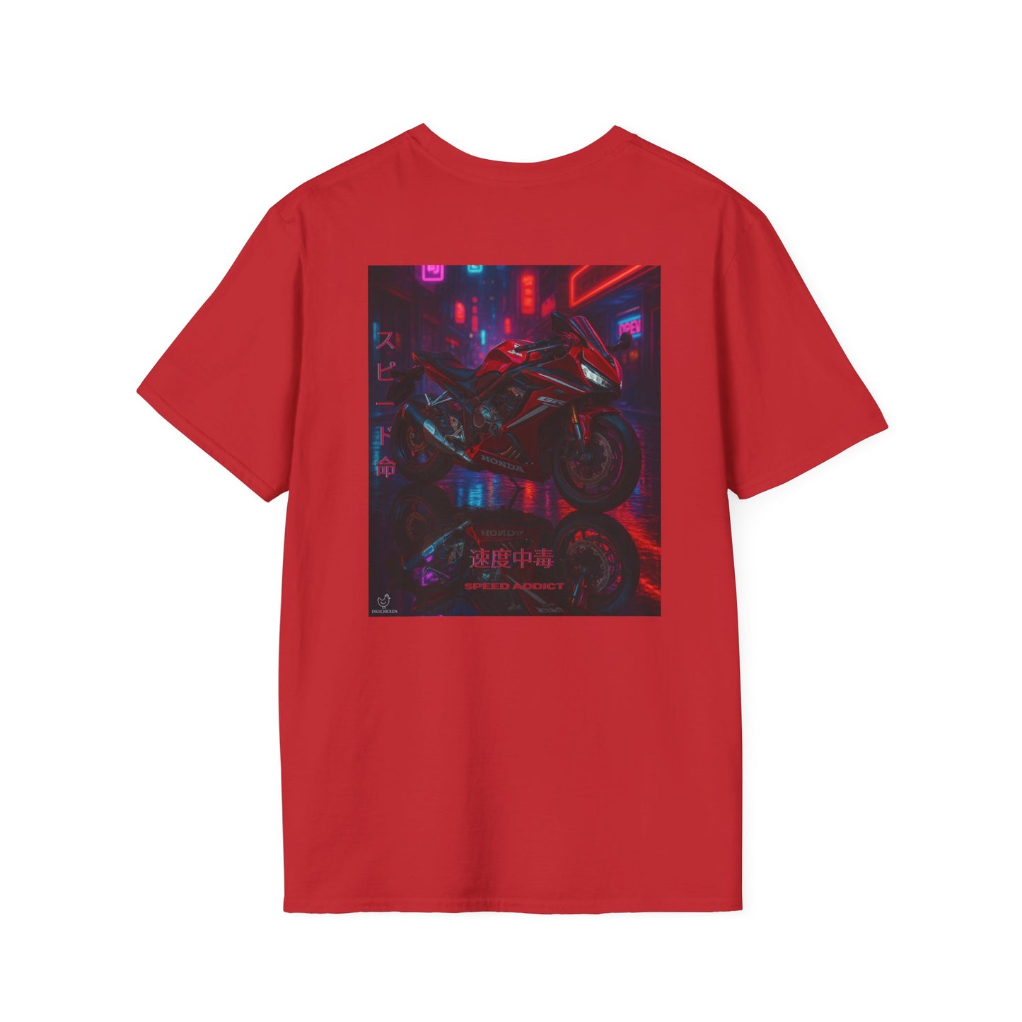Neon Motorcycle Unisex Softstyle T-Shirt - Streetwear Vibes, Perfect Gift for Bike Enthusiasts