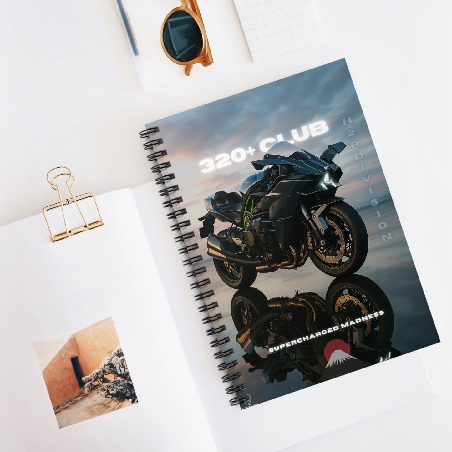 Green Motorcycle Enthusiast Spiral Notebook - 320+ Club Design, ai