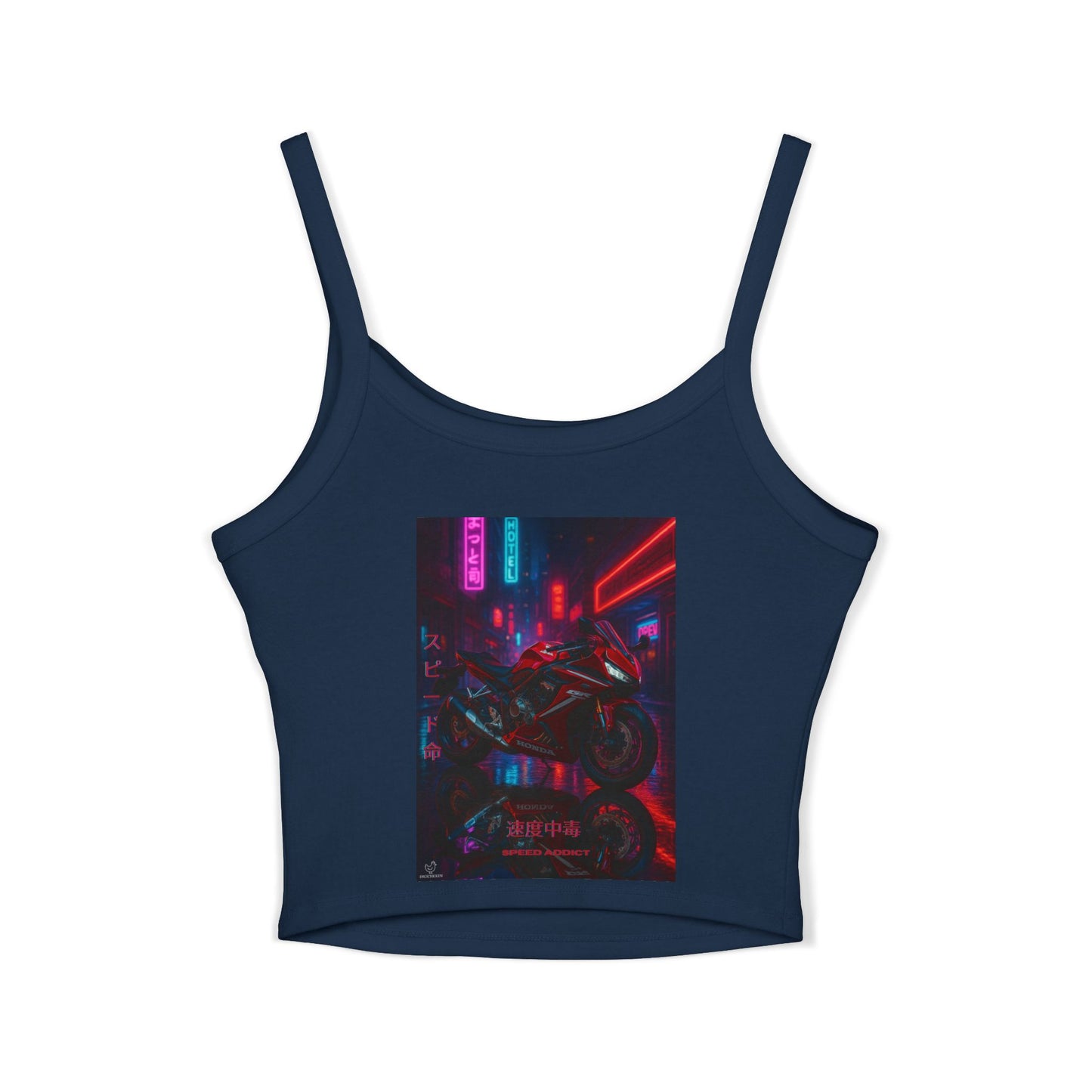 650r Backprint, Motorcycle-Themed Women's Spaghetti Strap Tank Top – Edgy Biker Vibes