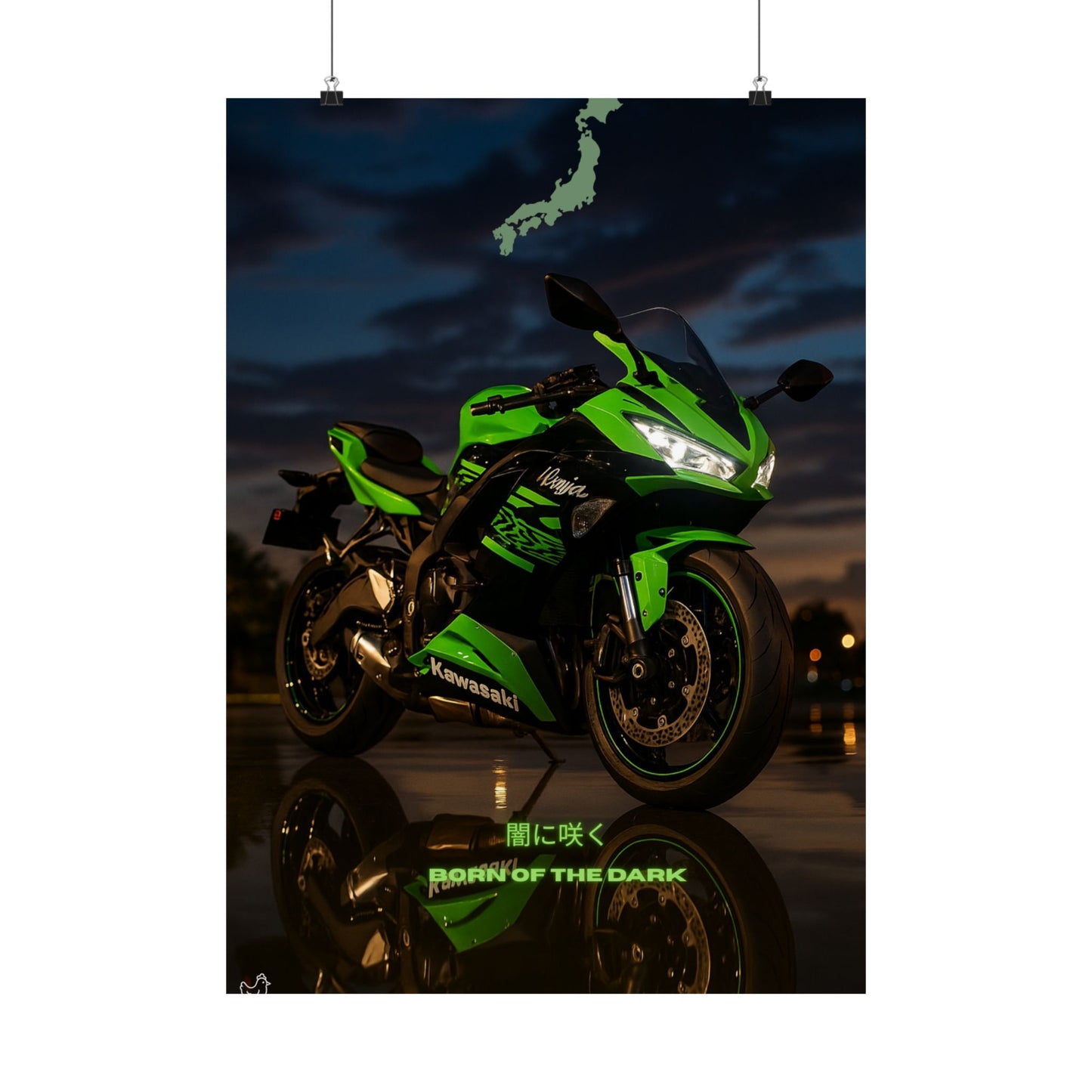 Affiche verticale mate Kawasaki Zx6r - Born of the Dark - Décoration murale idéale pour les passionnés d'automobile