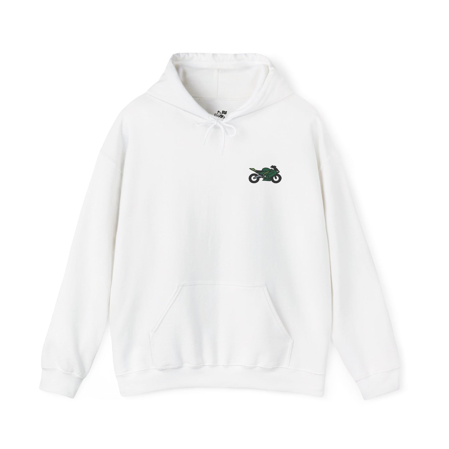 Green Motorcycle Embroidery Modern Minimalist Hoodie - Stylish Unisex Heavy Blend™ Sweatshirt with Graphic Design