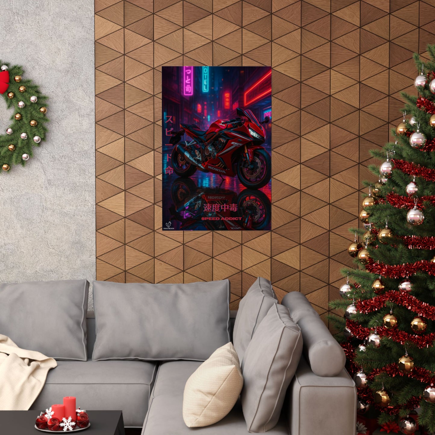Affiche verticale mate néon moto 650r - Speed & Velocity Art