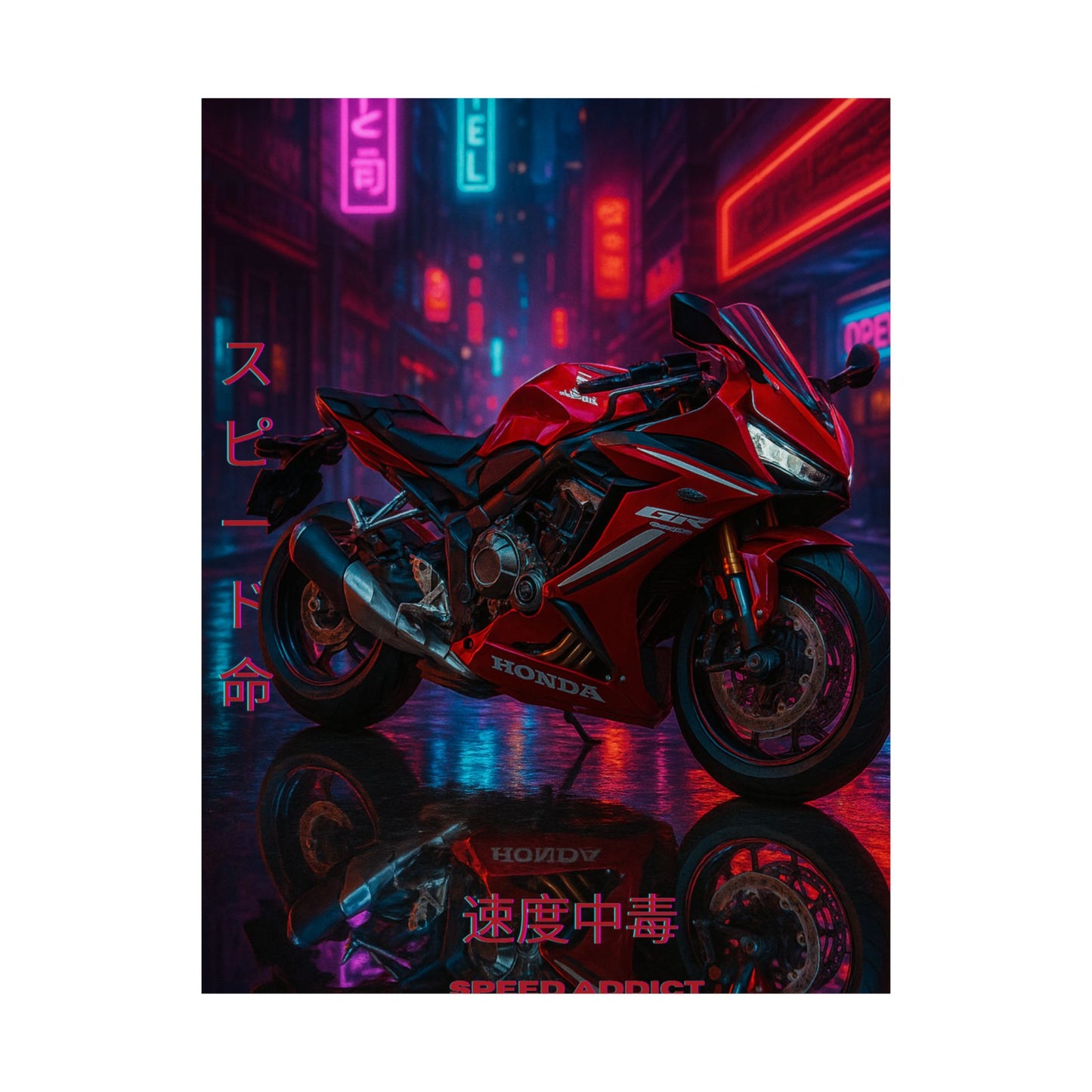 Affiche verticale mate néon moto 650r - Speed & Velocity Art