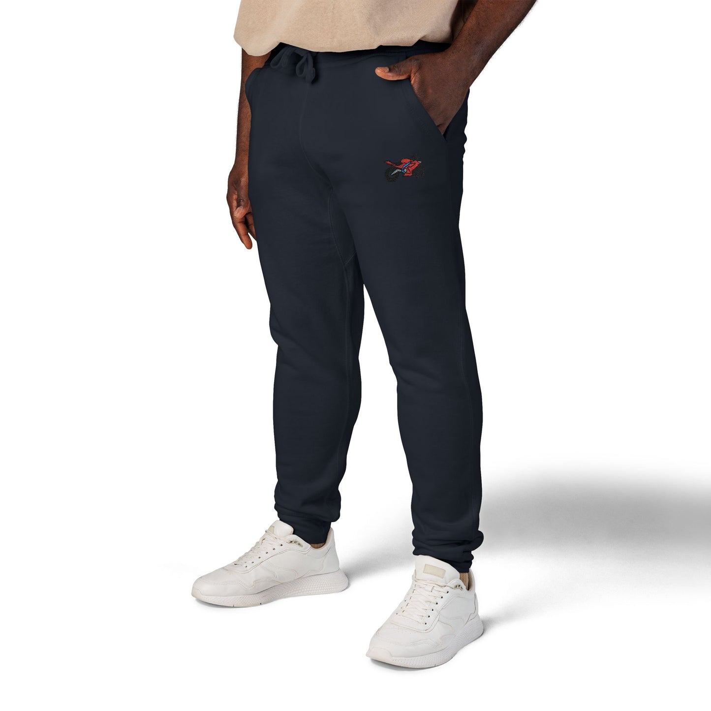 Red Motorcycle Embroidered Unisex Fleece Sweatpants, Cozy Loungewear for Relaxation, Perfect Gift for Him/Her, Casual Style for Home