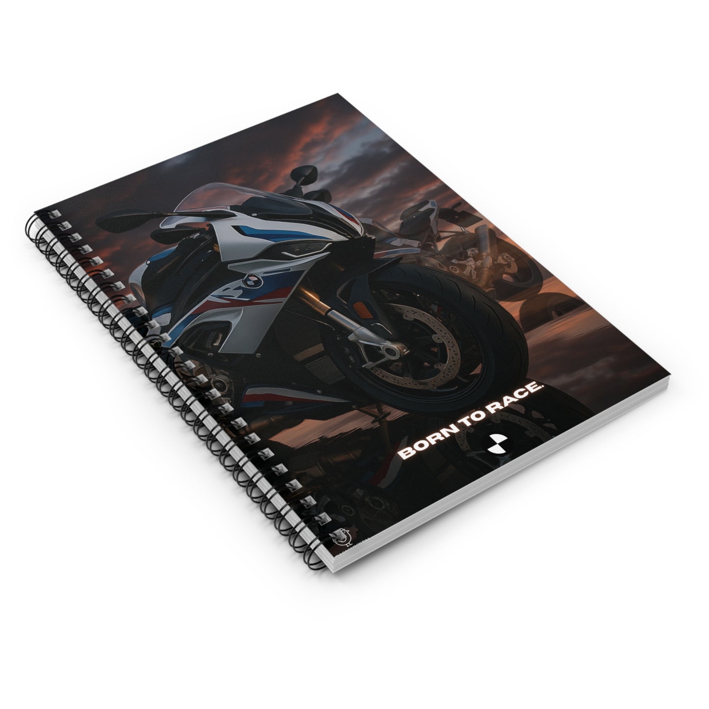 White Blue Red Spiral Notebook - 'Born to Race', ai
