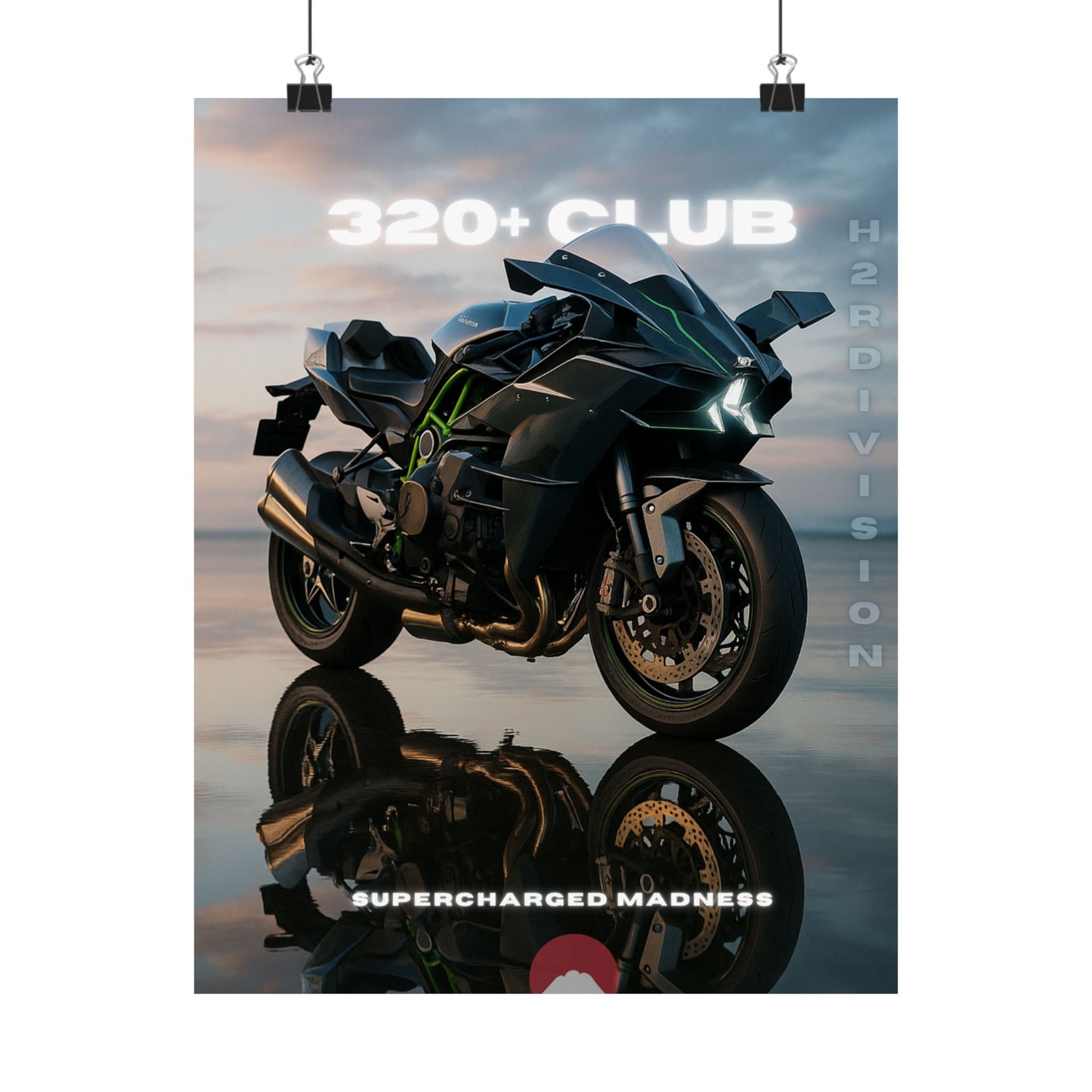 Affiche murale verticale mate H2R WallArt pour moto – 320+ Club Supercharged Madness
