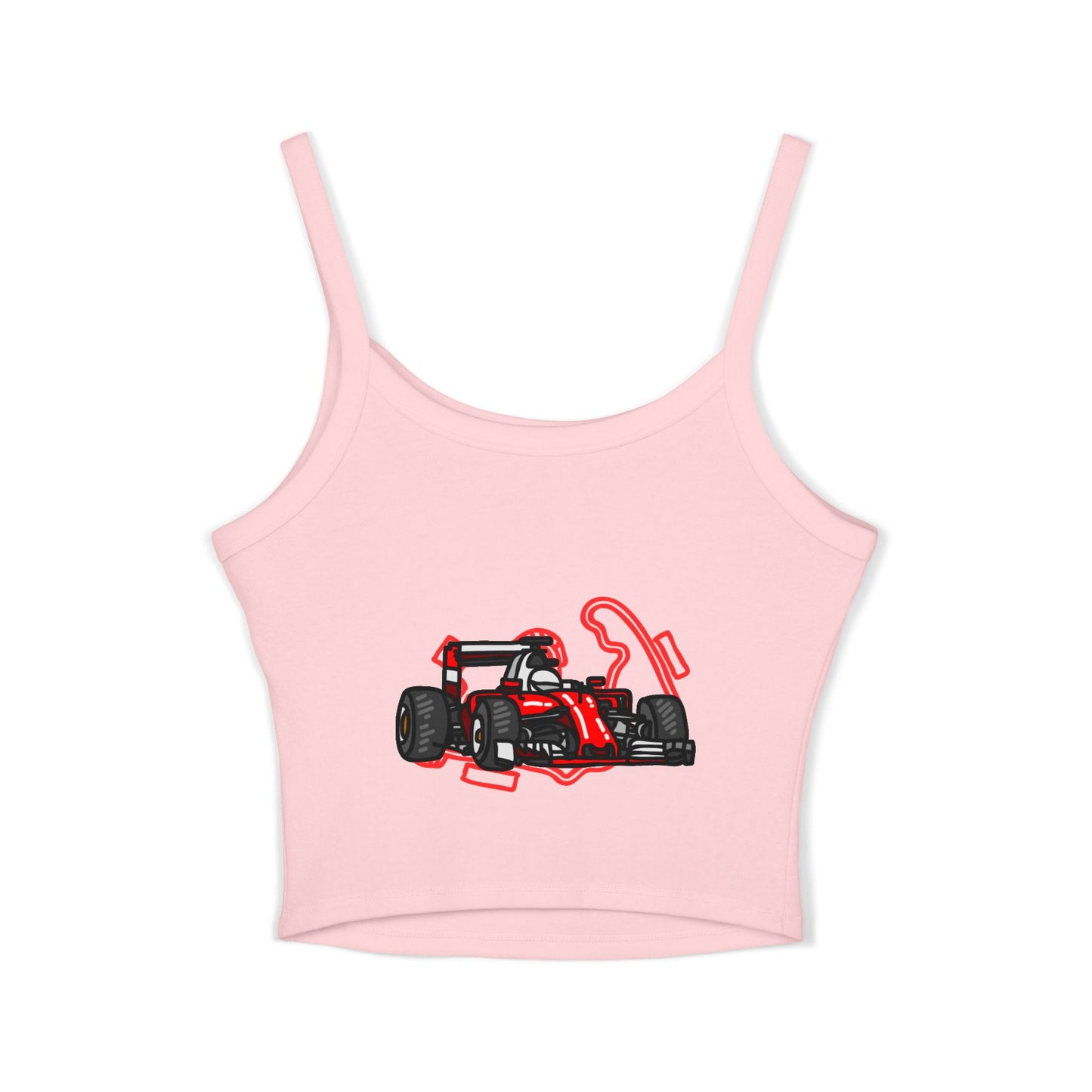 F1 Racing Women's Spaghetti Strap Tank Top, Sports Apparel, Motorsport Fans, Summer Wear, Gift for Car Lovers, Casual Style