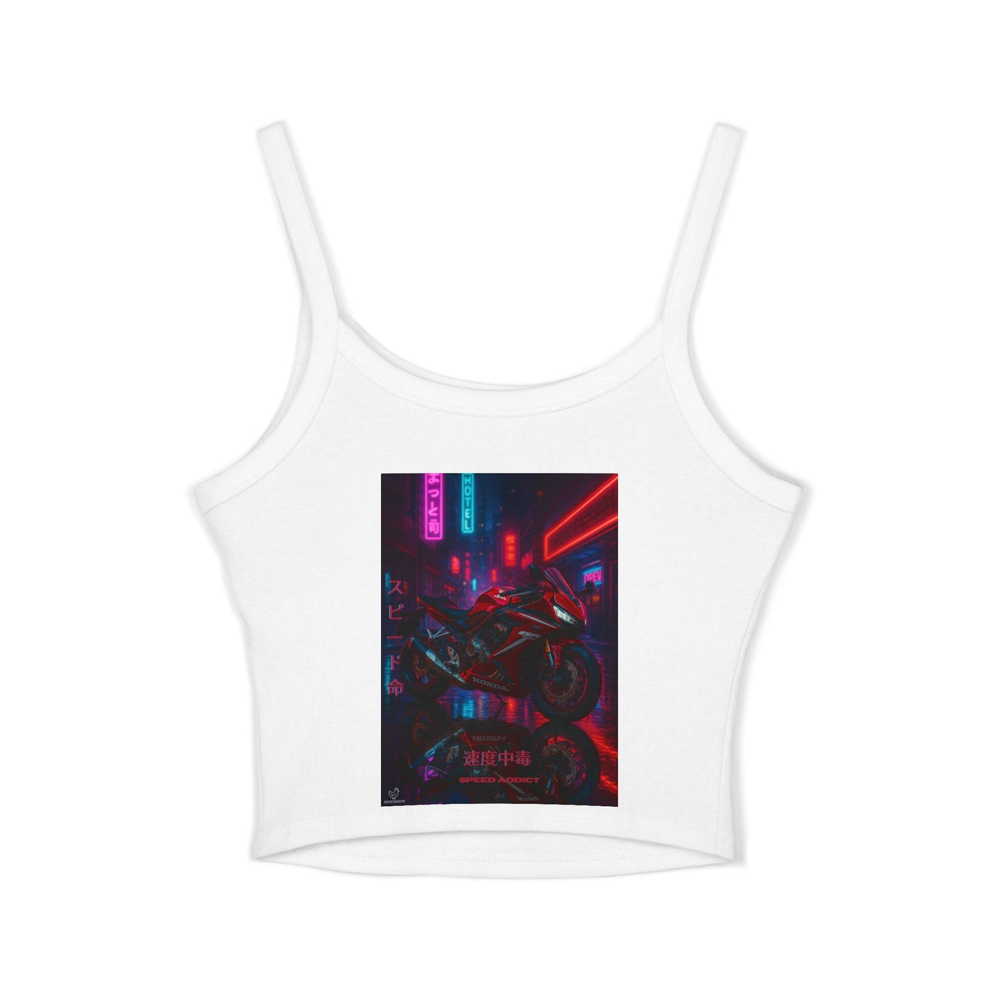 650r Backprint, Motorcycle-Themed Women's Spaghetti Strap Tank Top – Edgy Biker Vibes