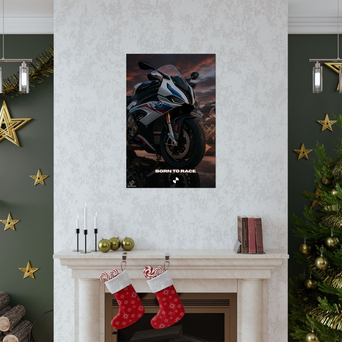Affiche verticale mate pour moto S1000RR – « Born to Race » – Idéale pour les motards et les passionnés de course