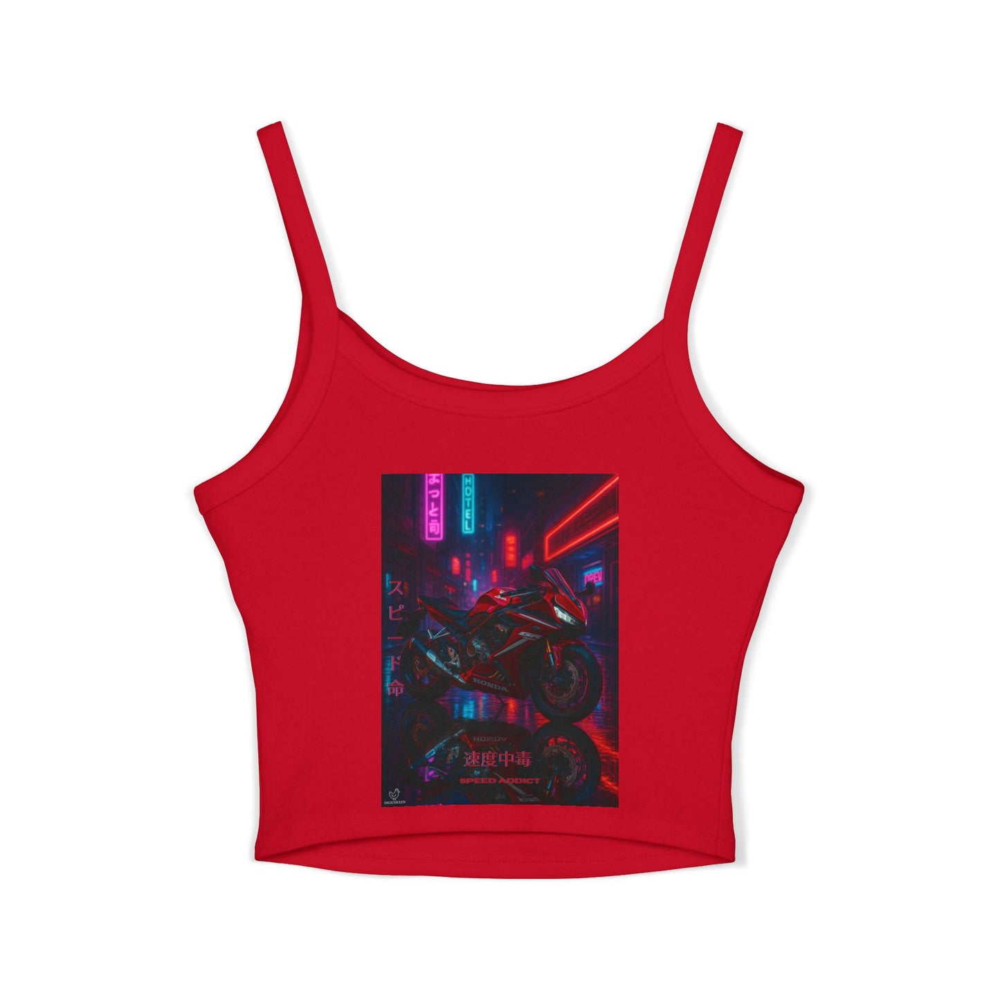 650r Backprint, Motorcycle-Themed Women's Spaghetti Strap Tank Top – Edgy Biker Vibes