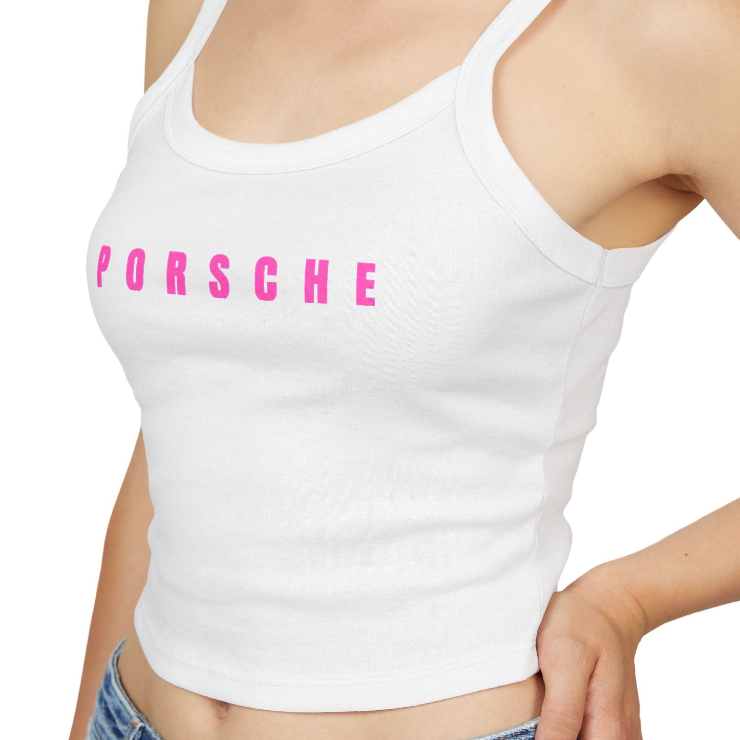 Pink Porsche Women's Spaghetti Strap Top, Porsche Top für Sommer, Auto-Liebhaber, Car Enthusiast Gift, Casual Summer Tank, Automotive