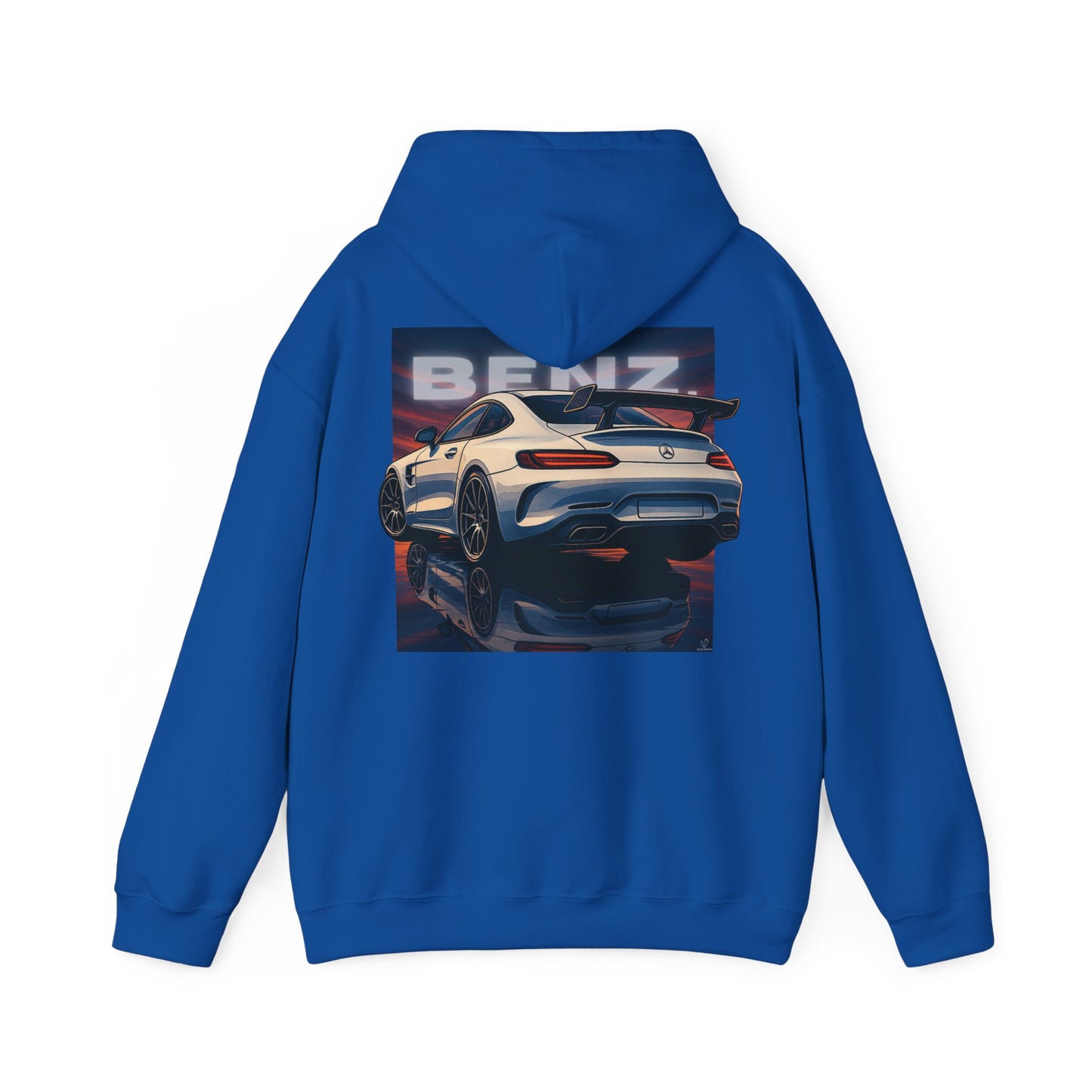 BenZ inspired Racing Hoodie with backprint- White racing car with rear spoiler