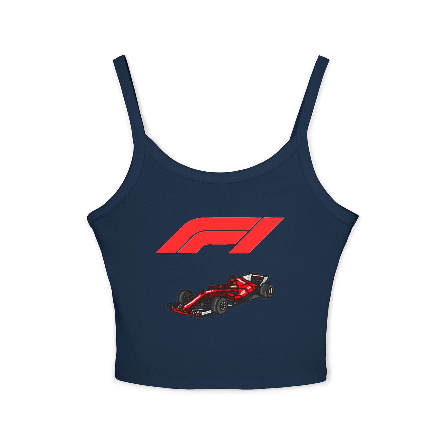 F1 Racing Women's Spaghetti Strap Tank Top, Sports Apparel, Motorsport Fans, Summer Wear, Gift for Car Lovers, Casual Style