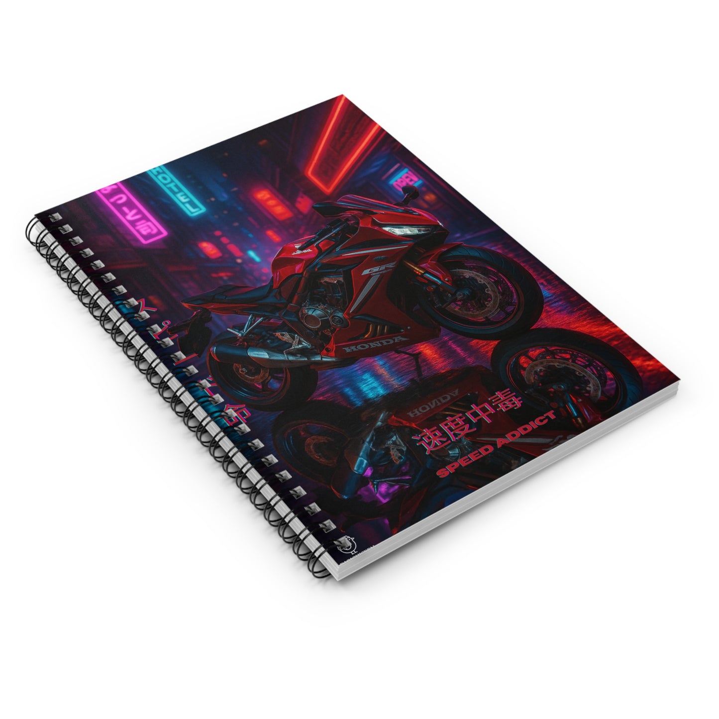 RED Speed Addict Spiral Notebook - Ruled Line for Motorcycle Enthusiasts; ai