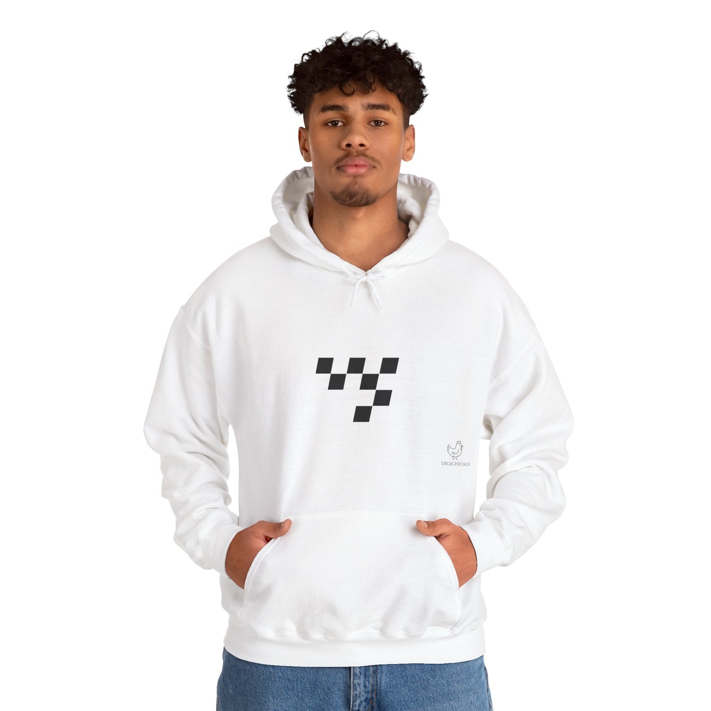 Night Race Vibes with Checkered Design - Unisex Heavy Blend™ Hooded Sweatshirt -