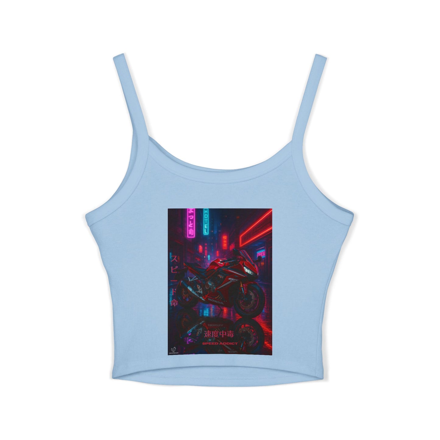 650r Backprint, Motorcycle-Themed Women's Spaghetti Strap Tank Top – Edgy Biker Vibes
