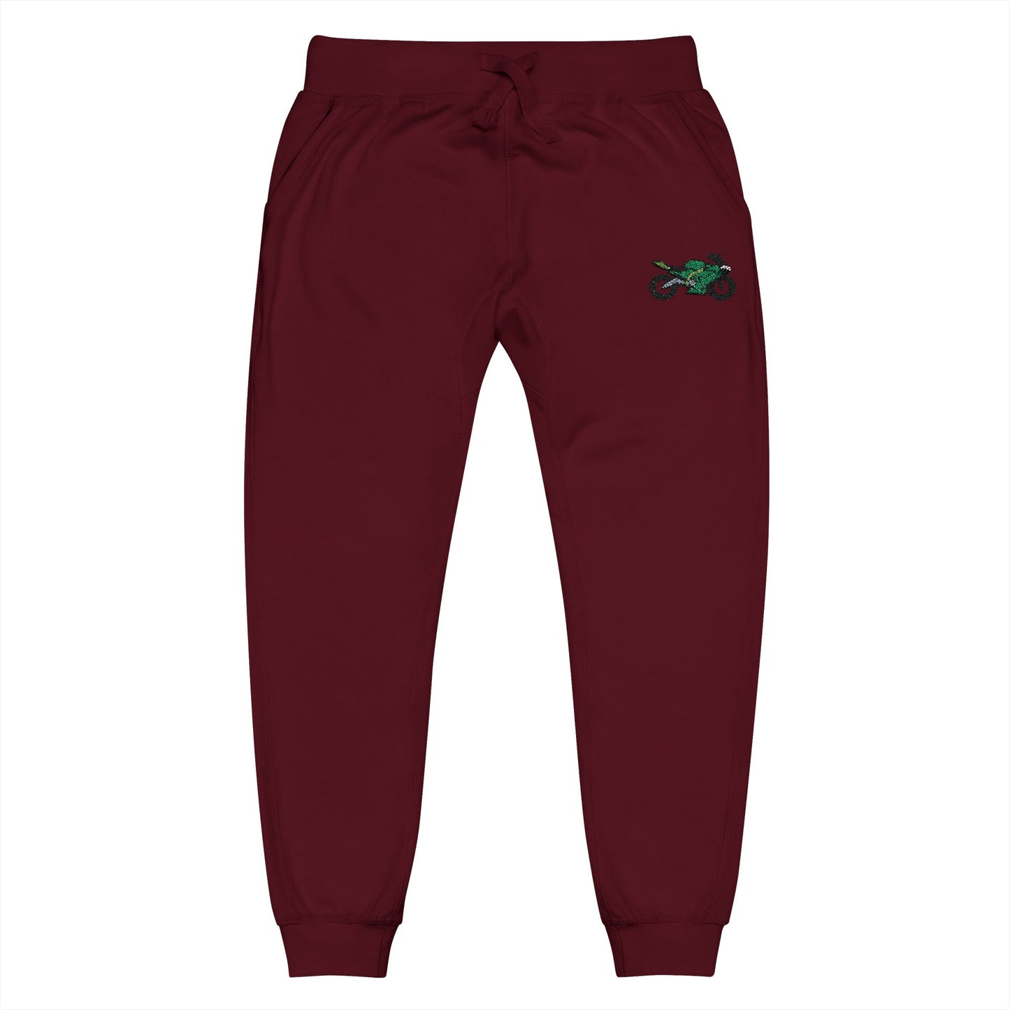 Kawasaki inspired Motorcycle Embroidered Unisex Fleece Sweatpants - Cozy & Stylish Activewear