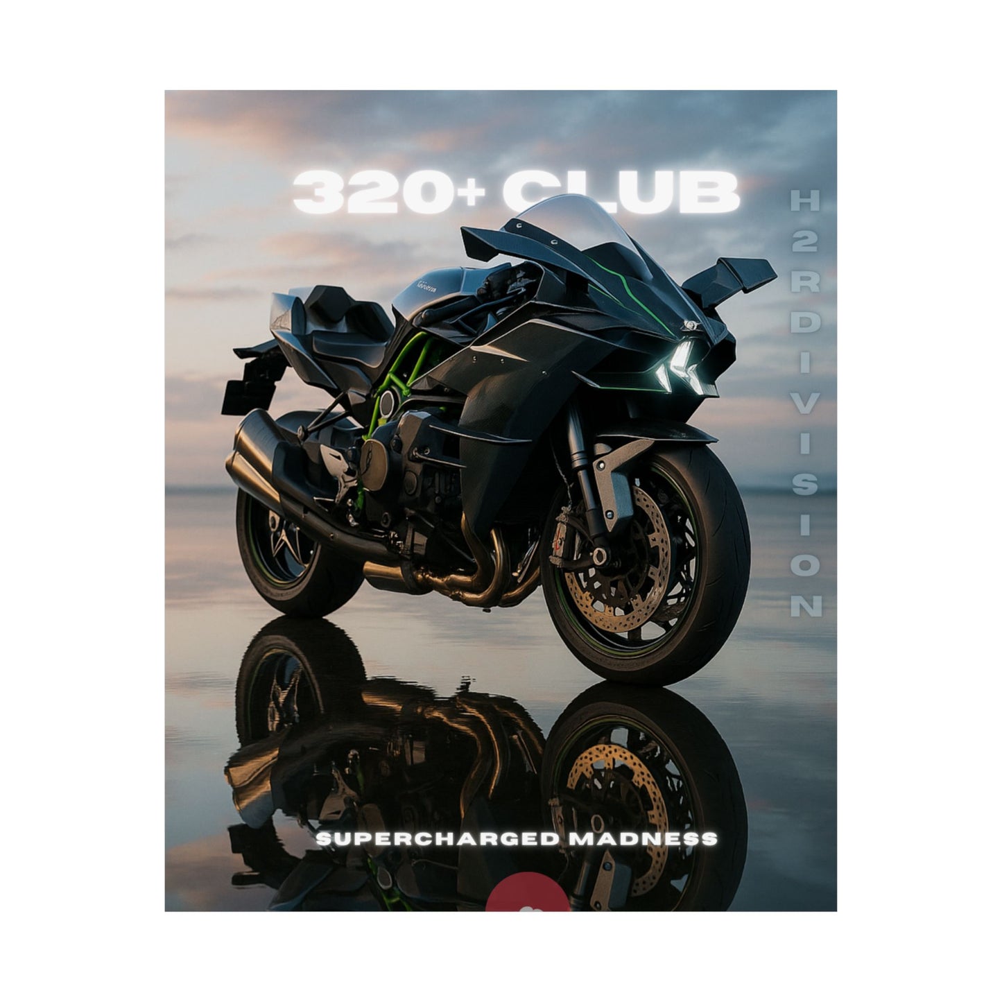 Affiche murale verticale mate H2R WallArt pour moto – 320+ Club Supercharged Madness