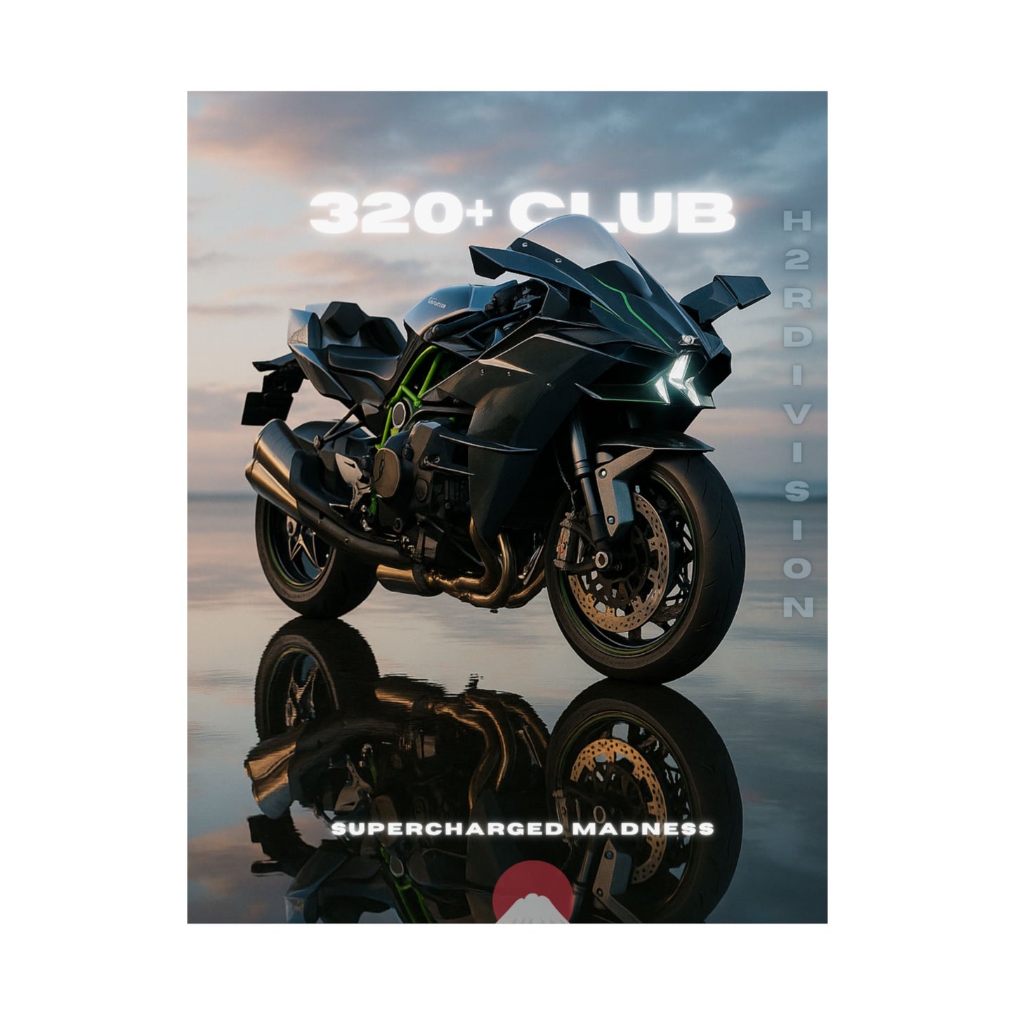 Affiche murale verticale mate H2R WallArt pour moto – 320+ Club Supercharged Madness