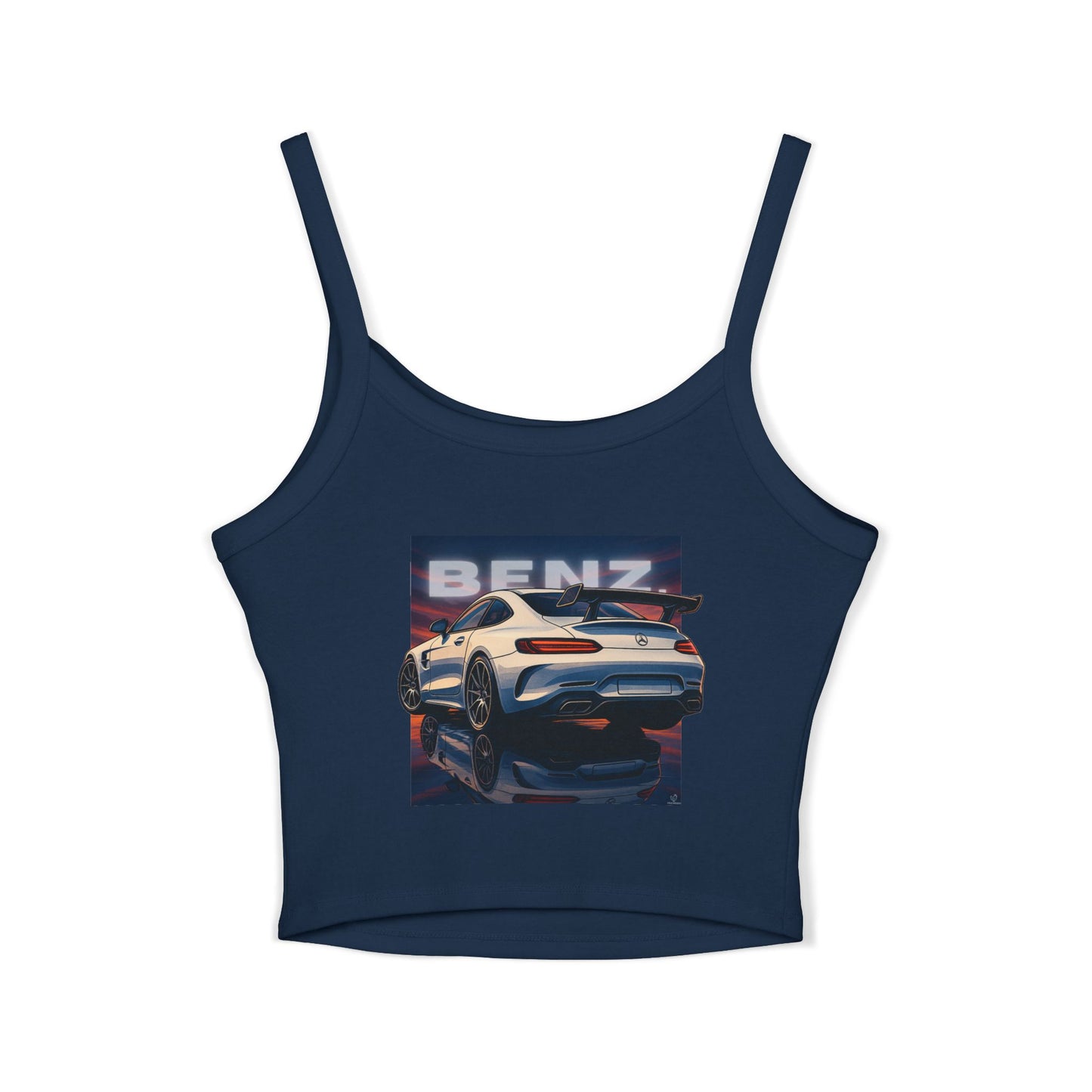 Benz Graphic Women's Spaghetti Strap Tank Top - Stylish Automotive Apparel