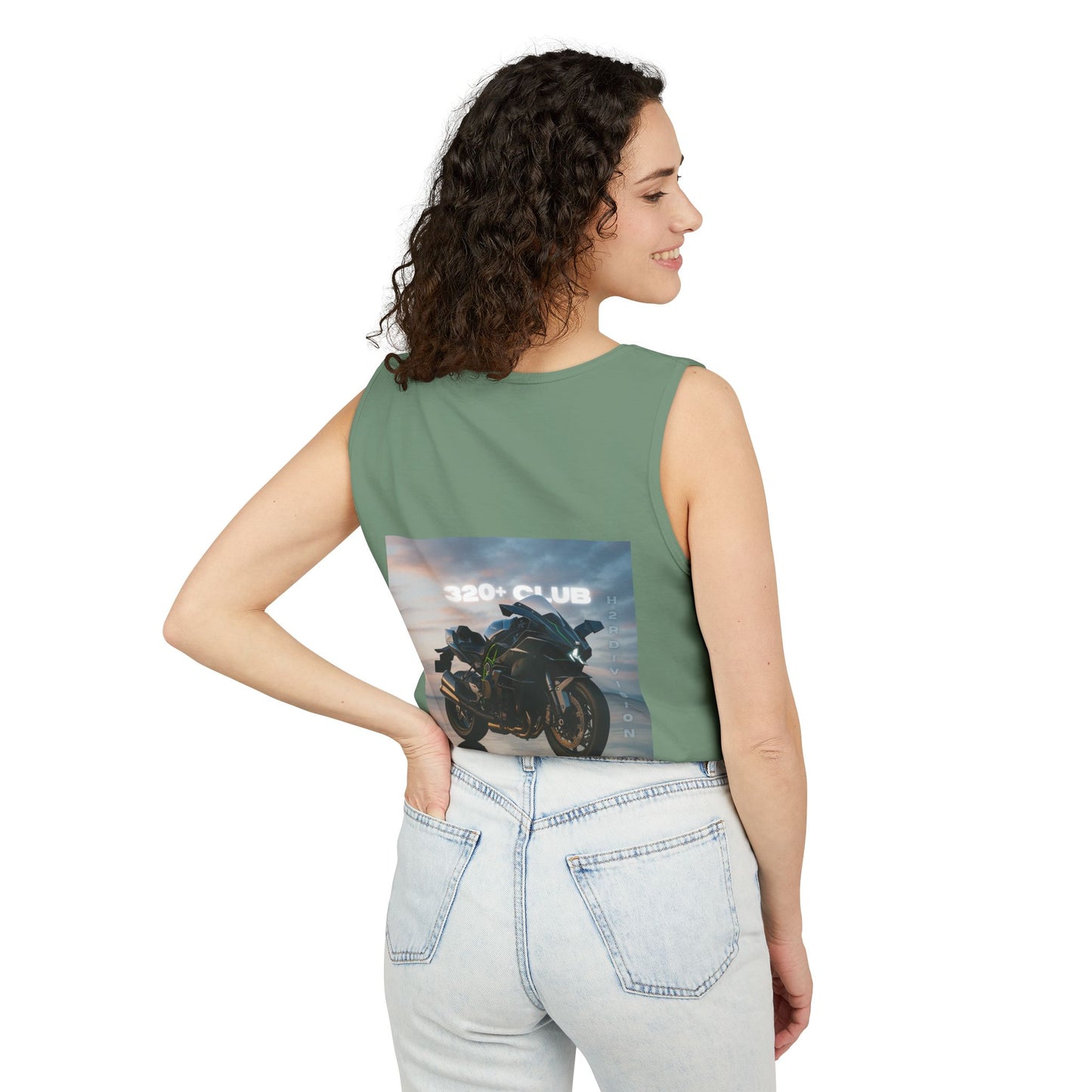 H2R Cool Backprint, Unisex Garment-Dyed Tank Top - 320+ Club Motorcycle Design