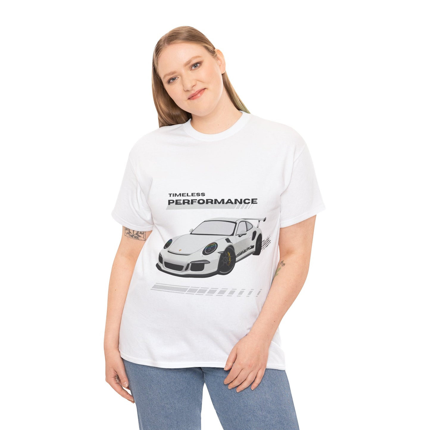 Performance intemporelle, Porsche, T-shirt unisexe en coton épais, T-shirt pour passionné d'automobile, Cadeau automobile, Vêtements de sport automobile, Tenue décontractée, T-shirt unisexe
