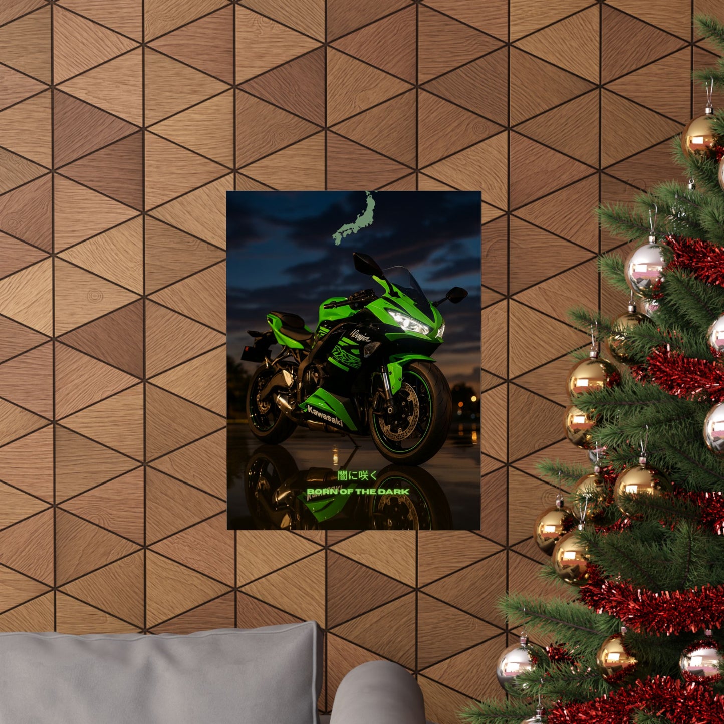 Affiche verticale mate Kawasaki Zx6r - Born of the Dark - Décoration murale idéale pour les passionnés d'automobile