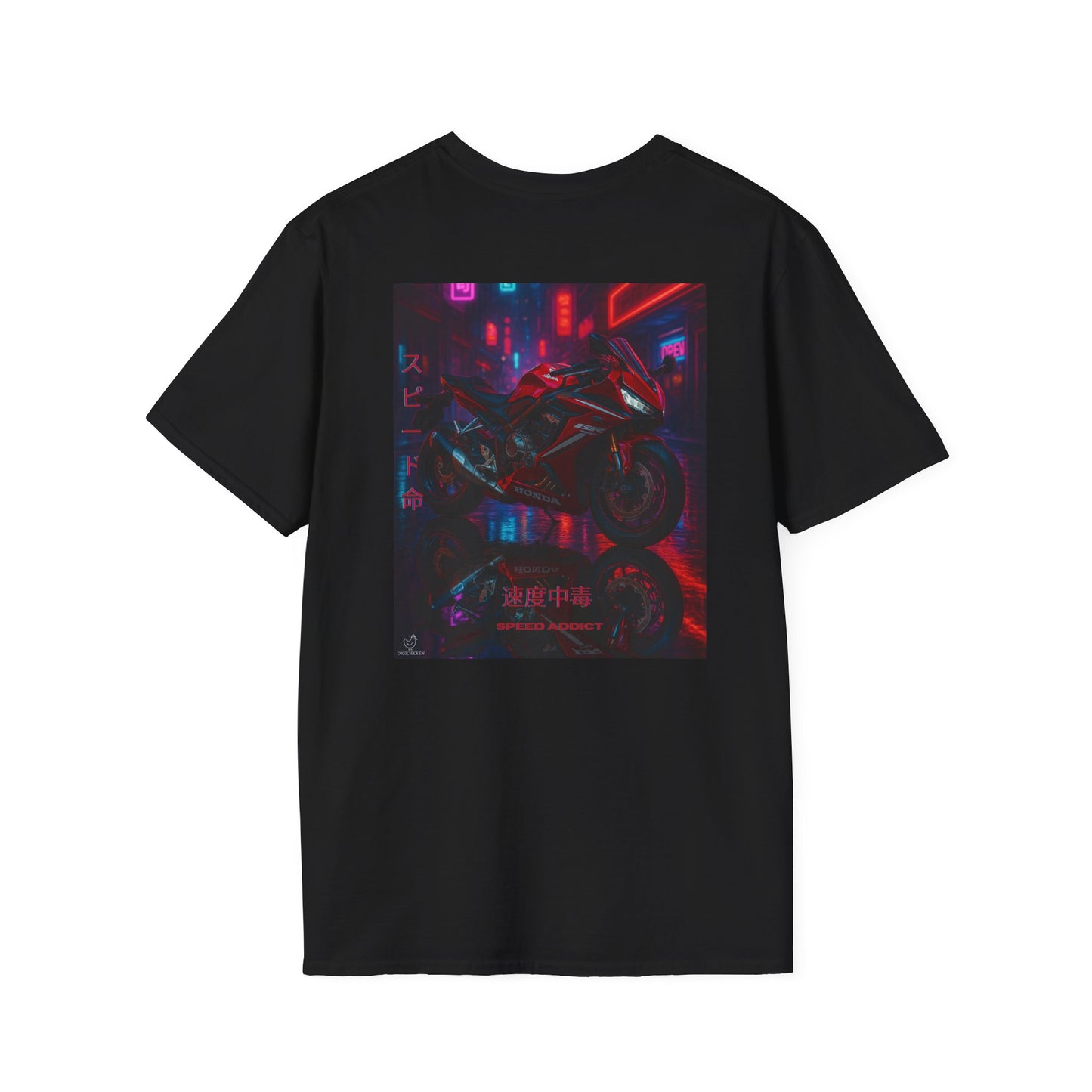Neon Motorcycle Unisex Softstyle T-Shirt - Streetwear Vibes, Perfect Gift for Bike Enthusiasts